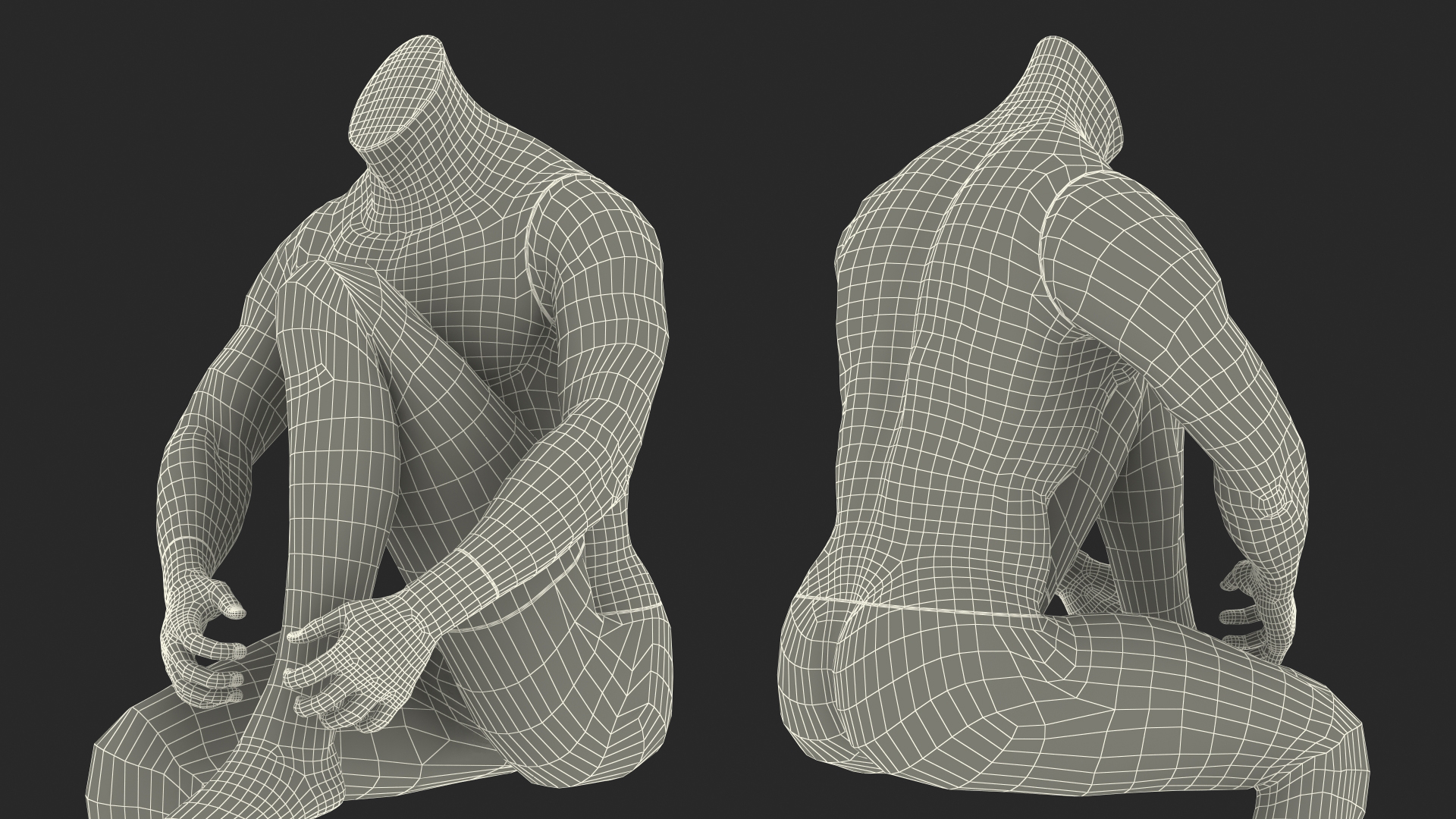 Sports Man Mannequin Sitting White 3D model