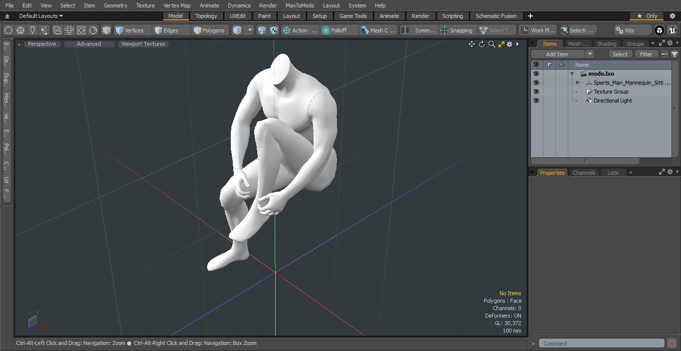 Sports Man Mannequin Sitting White 3D model