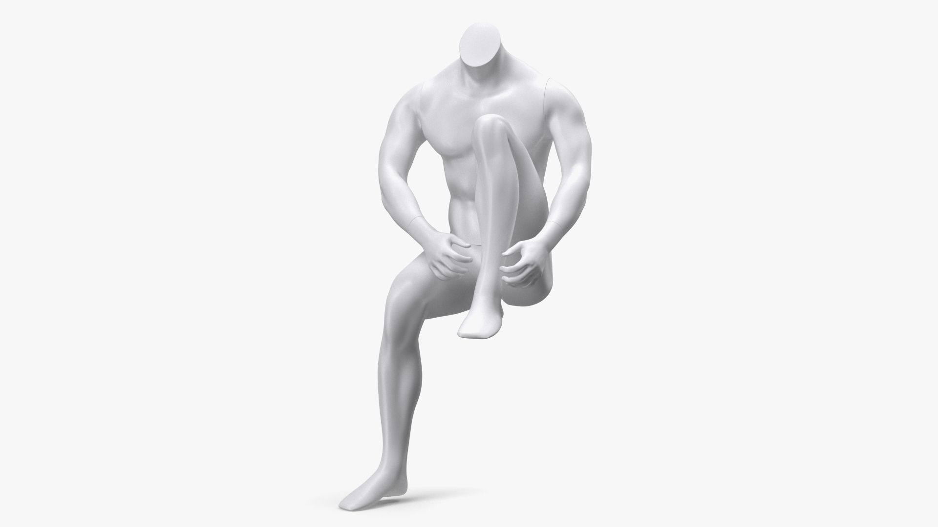Sports Man Mannequin Sitting White 3D model