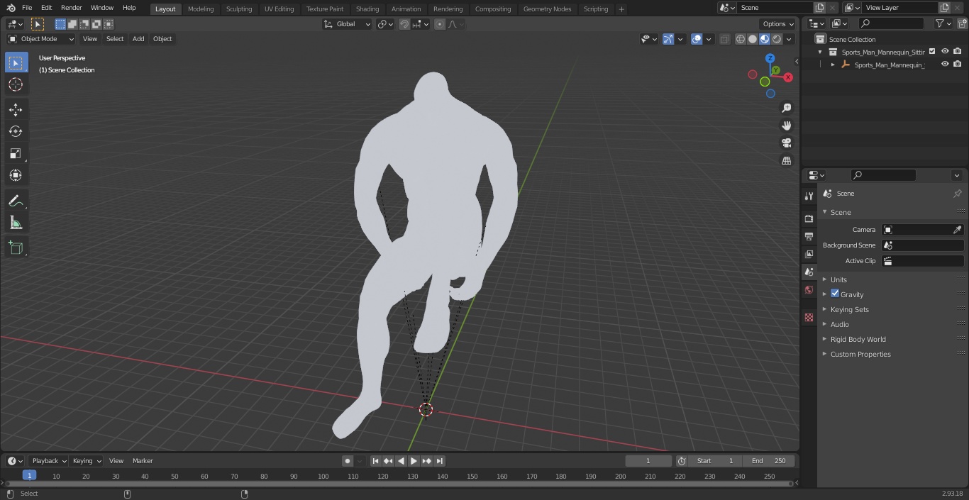 Sports Man Mannequin Sitting White 3D model