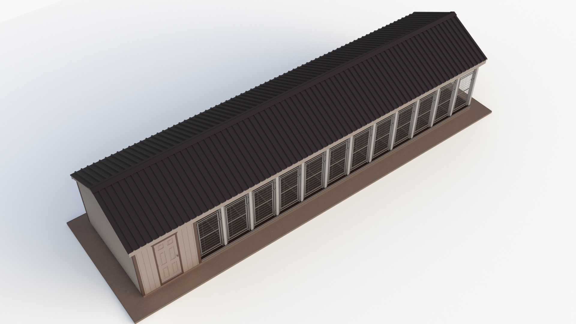 Commercial Dog Kennel With Storage Area 3D model