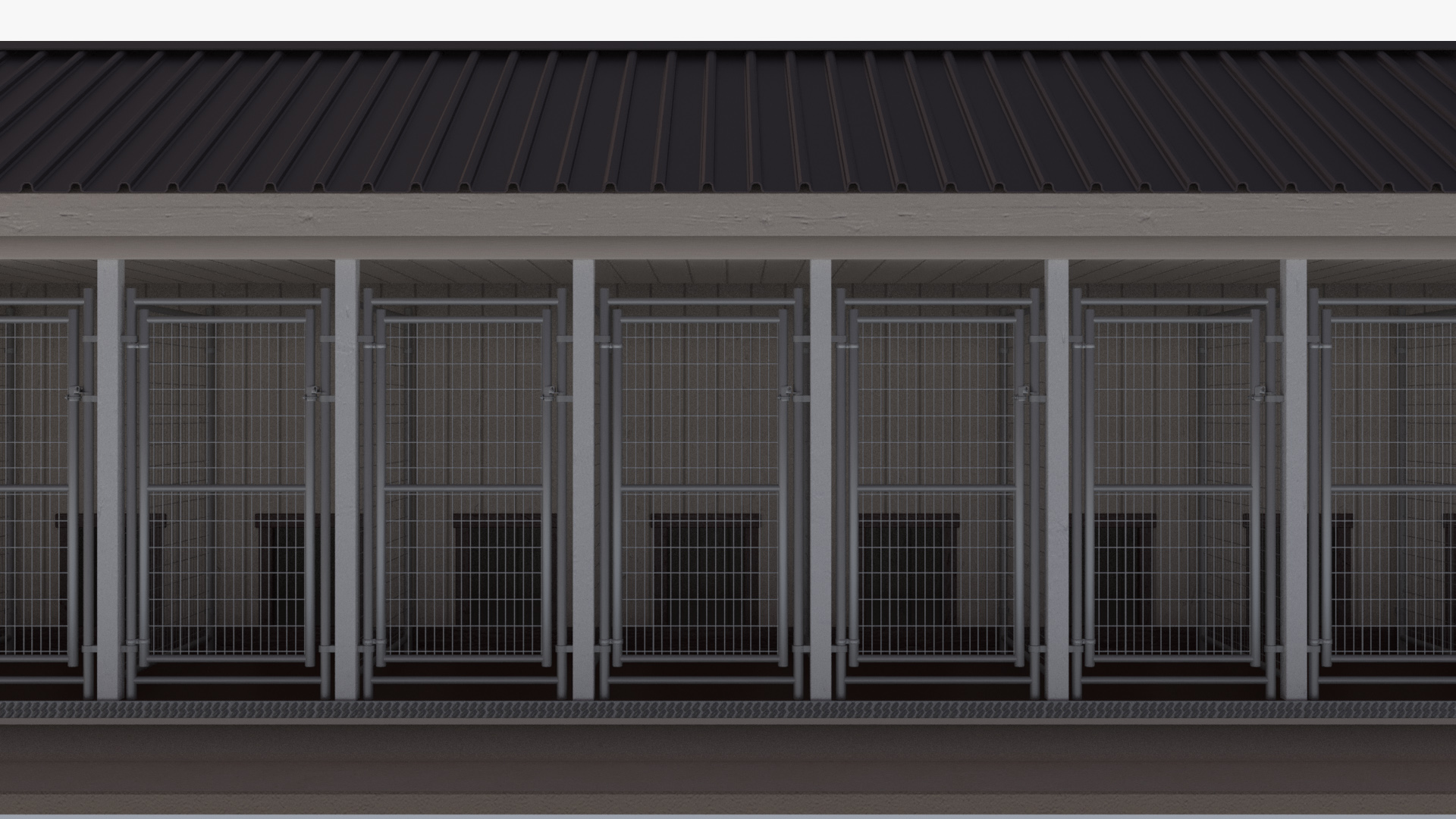 Commercial Dog Kennel With Storage Area 3D model