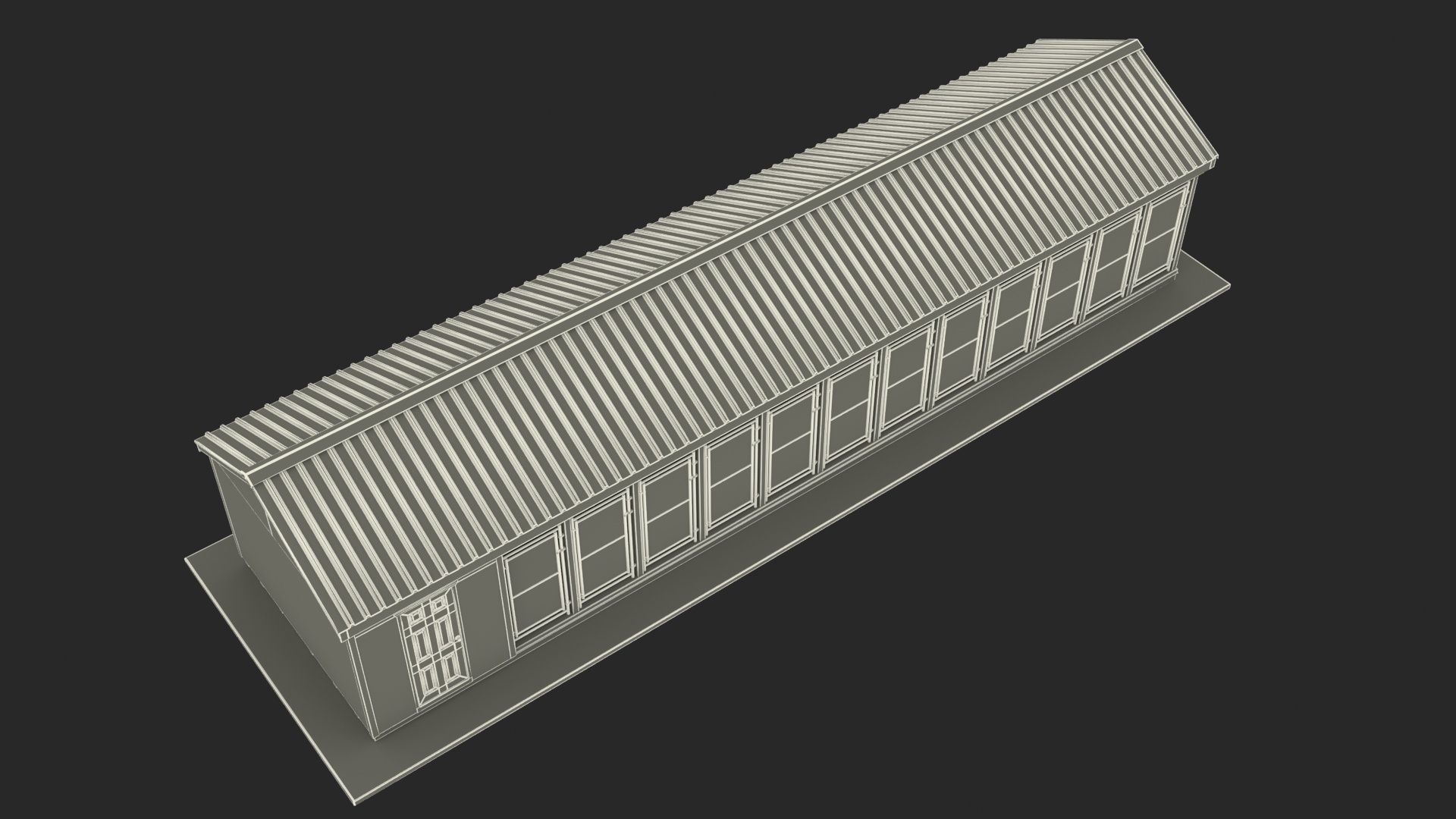 Commercial Dog Kennel With Storage Area 3D model