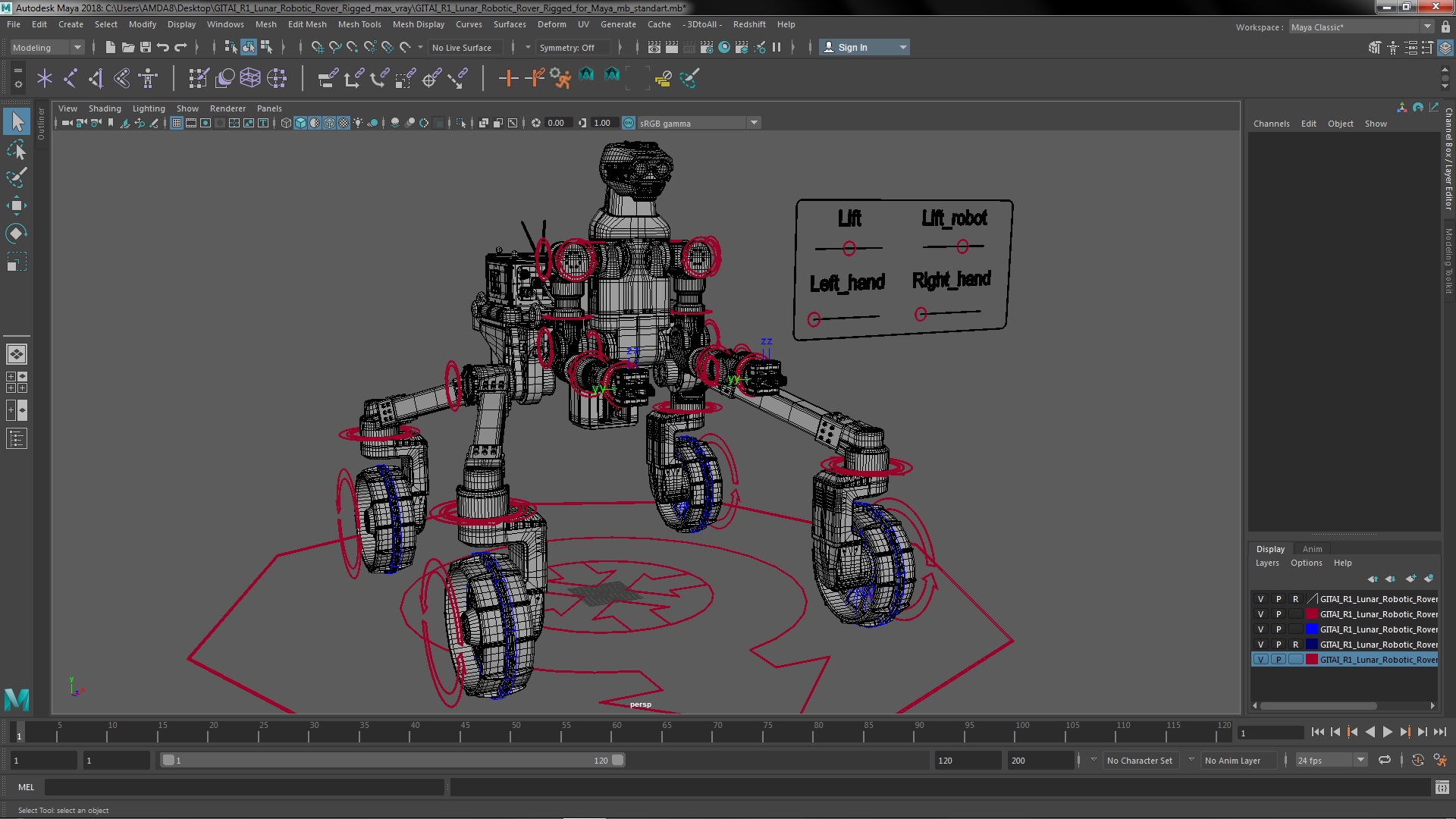 GITAI R1 Lunar Robotic Rover Rigged for Maya 3D model
