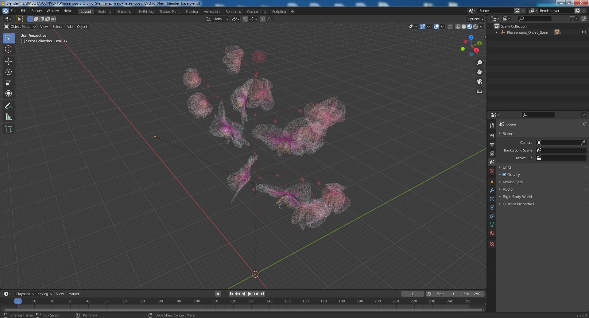 Phalaenopsis Orchid Stem 3D model