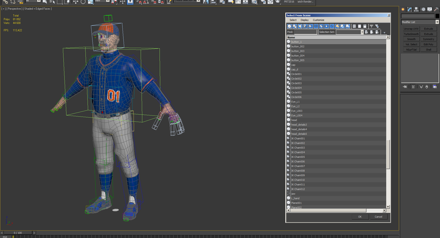 Baseball Player Rigged Generic 3 3D