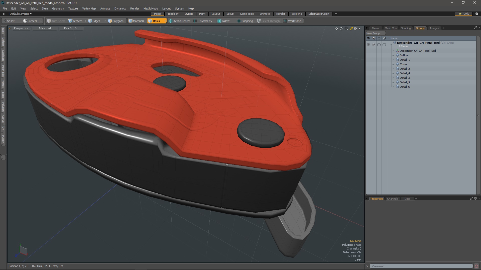Descender Gri Gri Petzl Red 3D