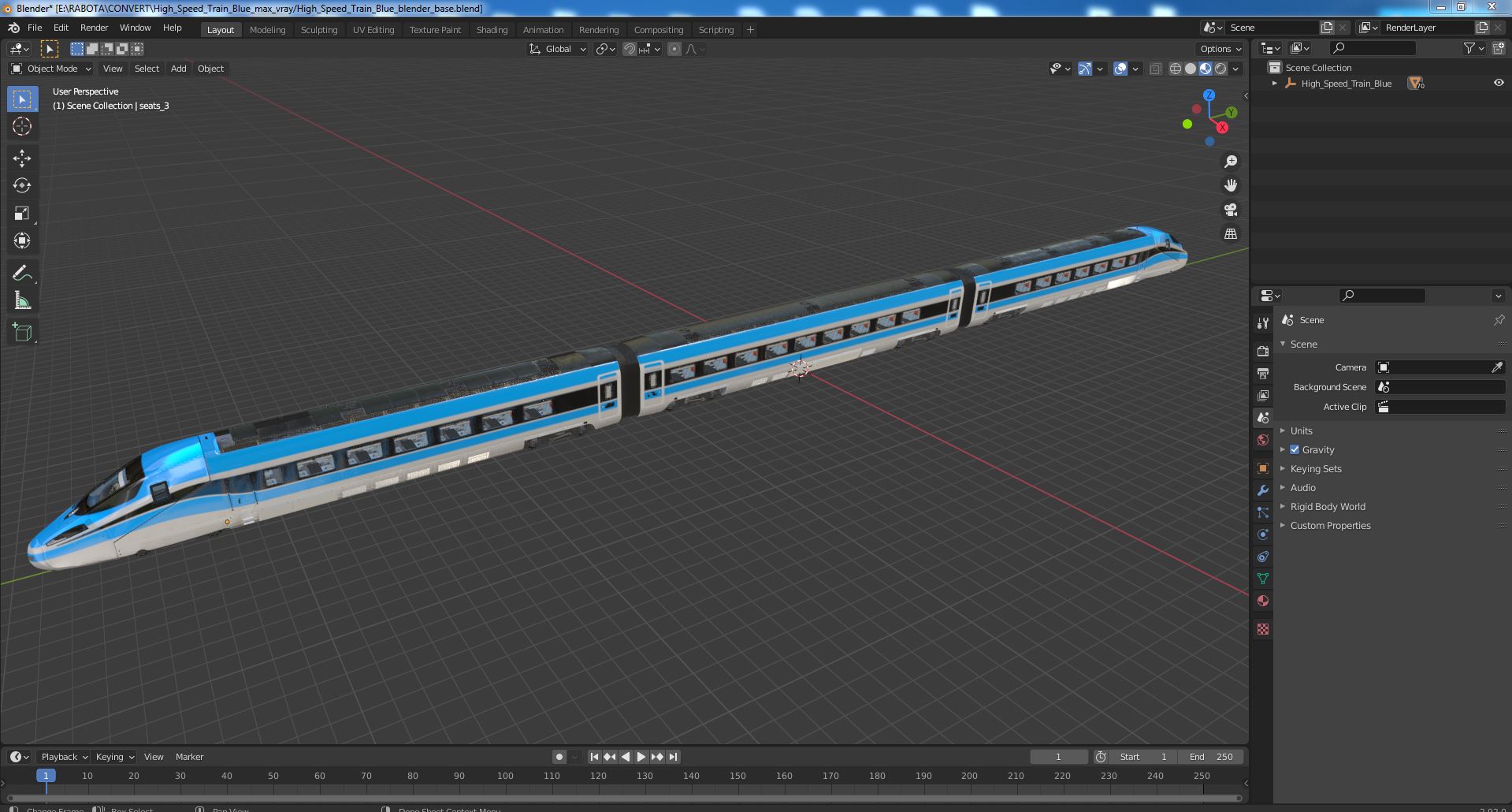 3D High Speed Train Blue
