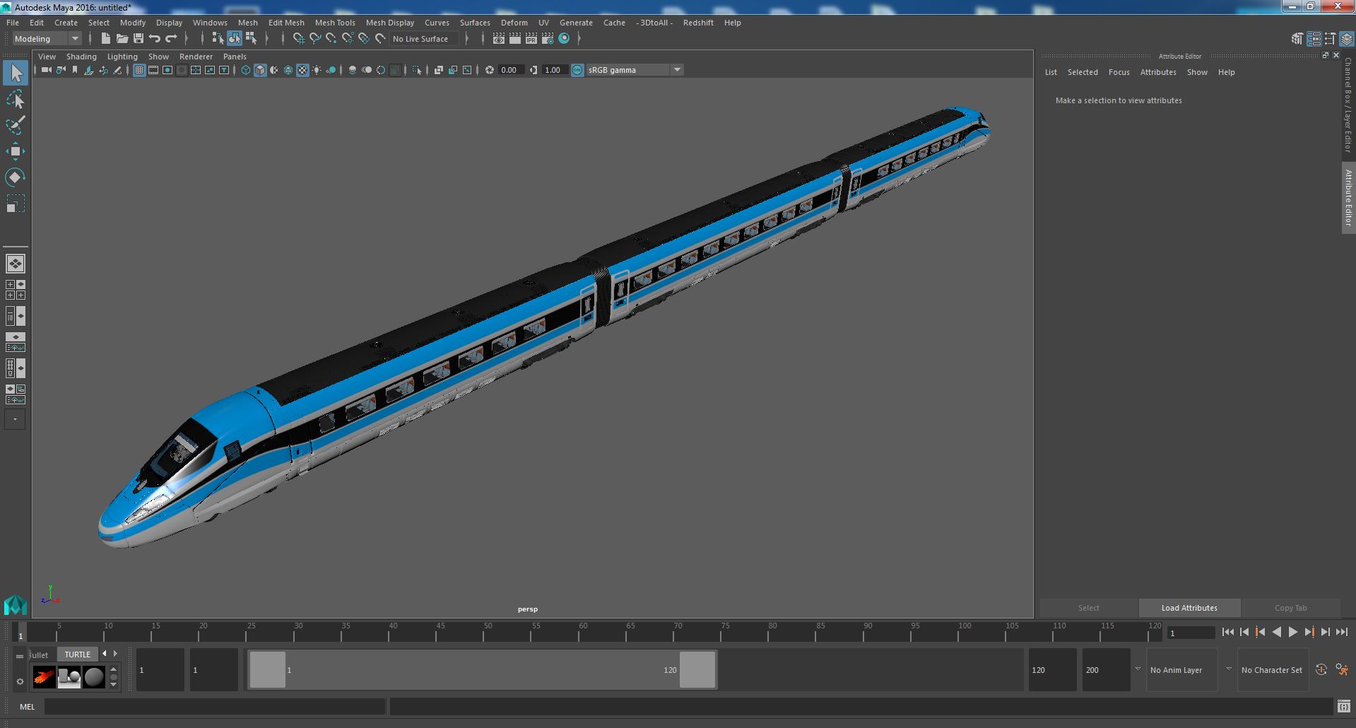 3D High Speed Train Blue