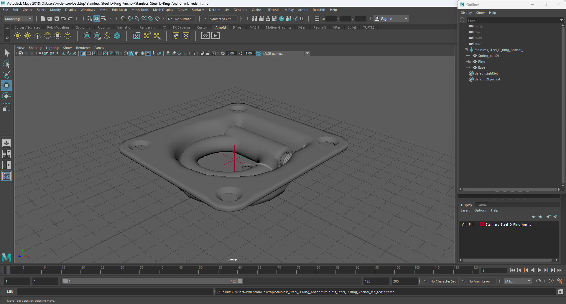 Stainless Steel D-Ring Anchor 3D model