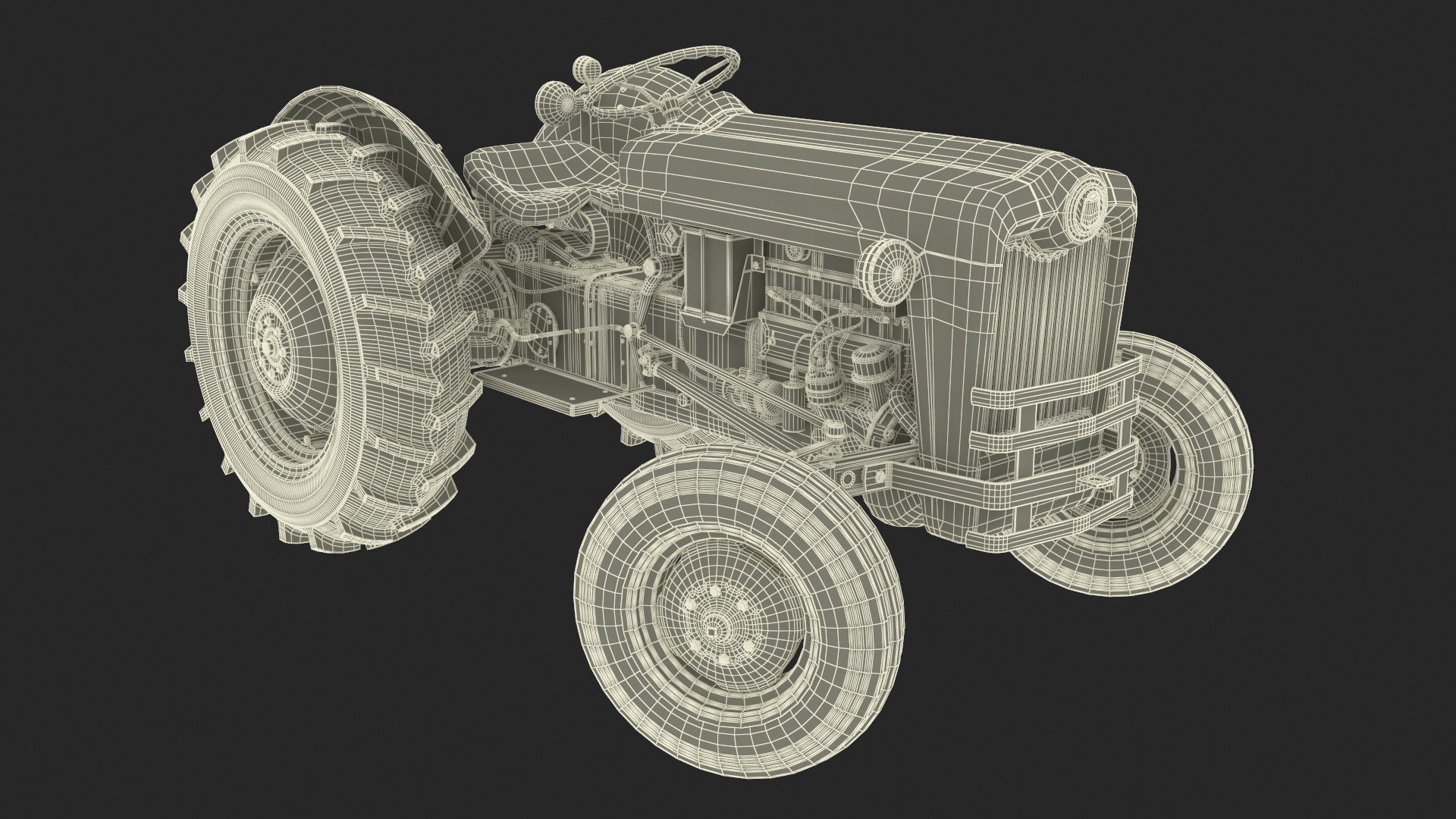 3D Ford NAA Golden Jubilee 1953 Vintage Tractor Rigged