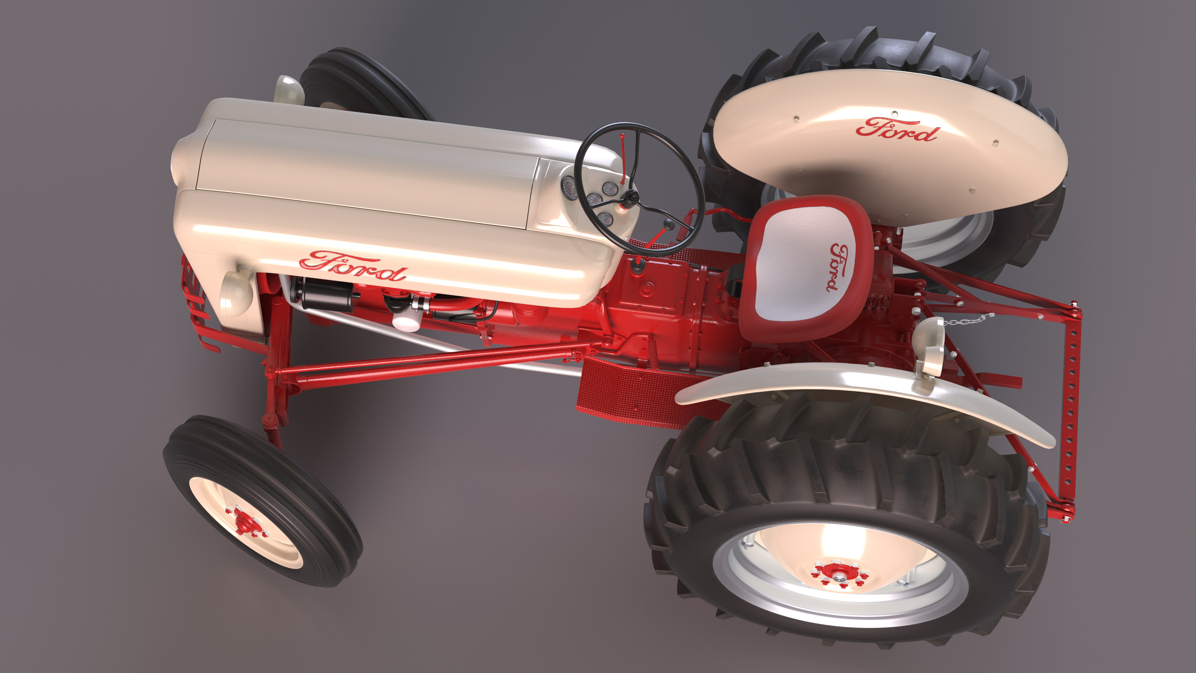 3D Ford NAA Golden Jubilee 1953 Vintage Tractor Rigged