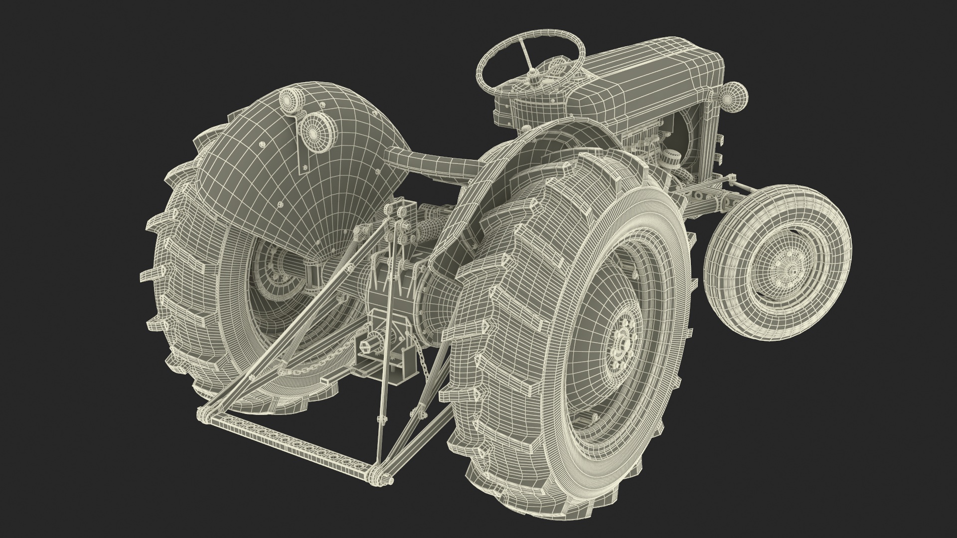3D Ford NAA Golden Jubilee 1953 Vintage Tractor Rigged