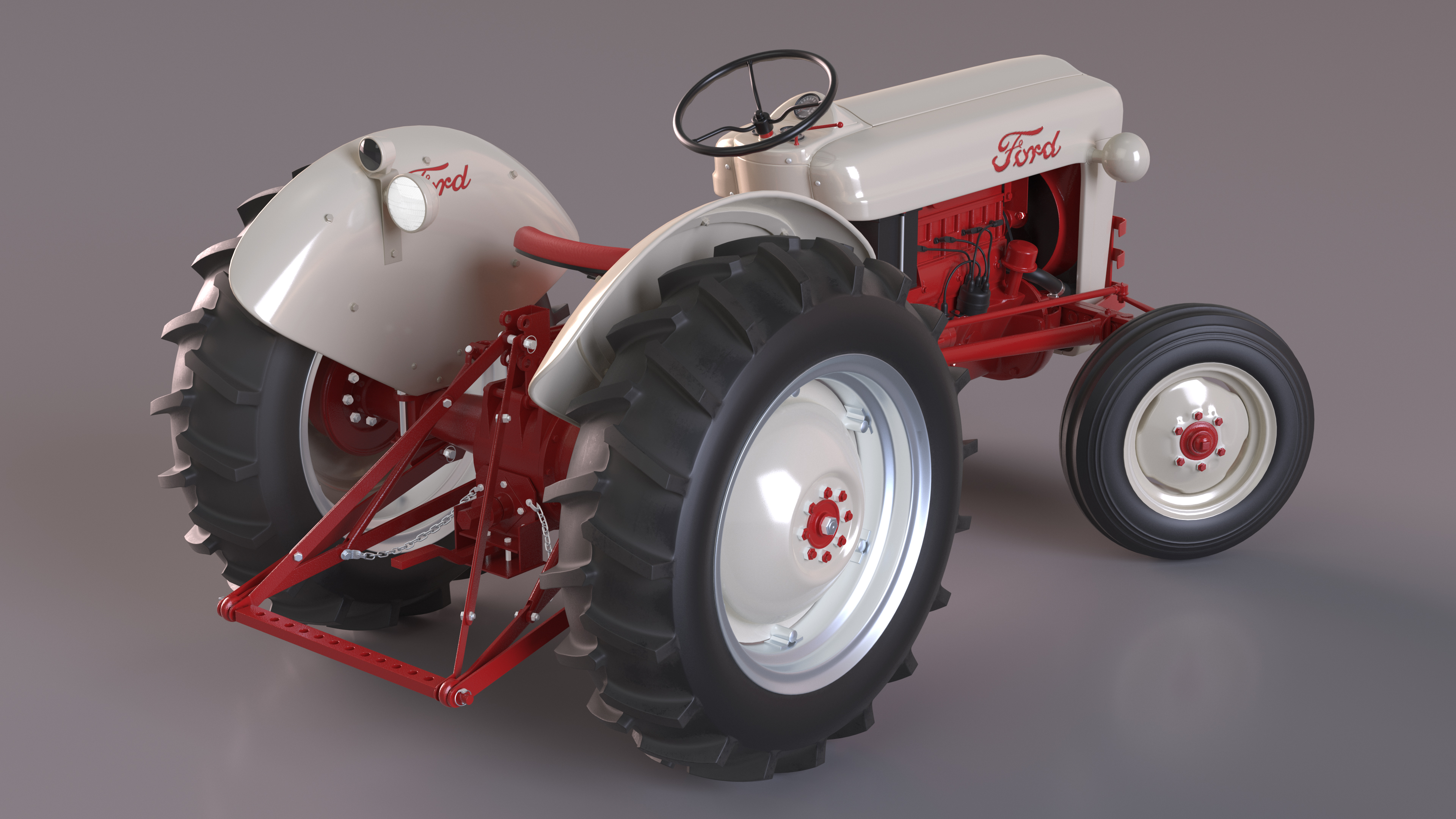 3D Ford NAA Golden Jubilee 1953 Vintage Tractor Rigged