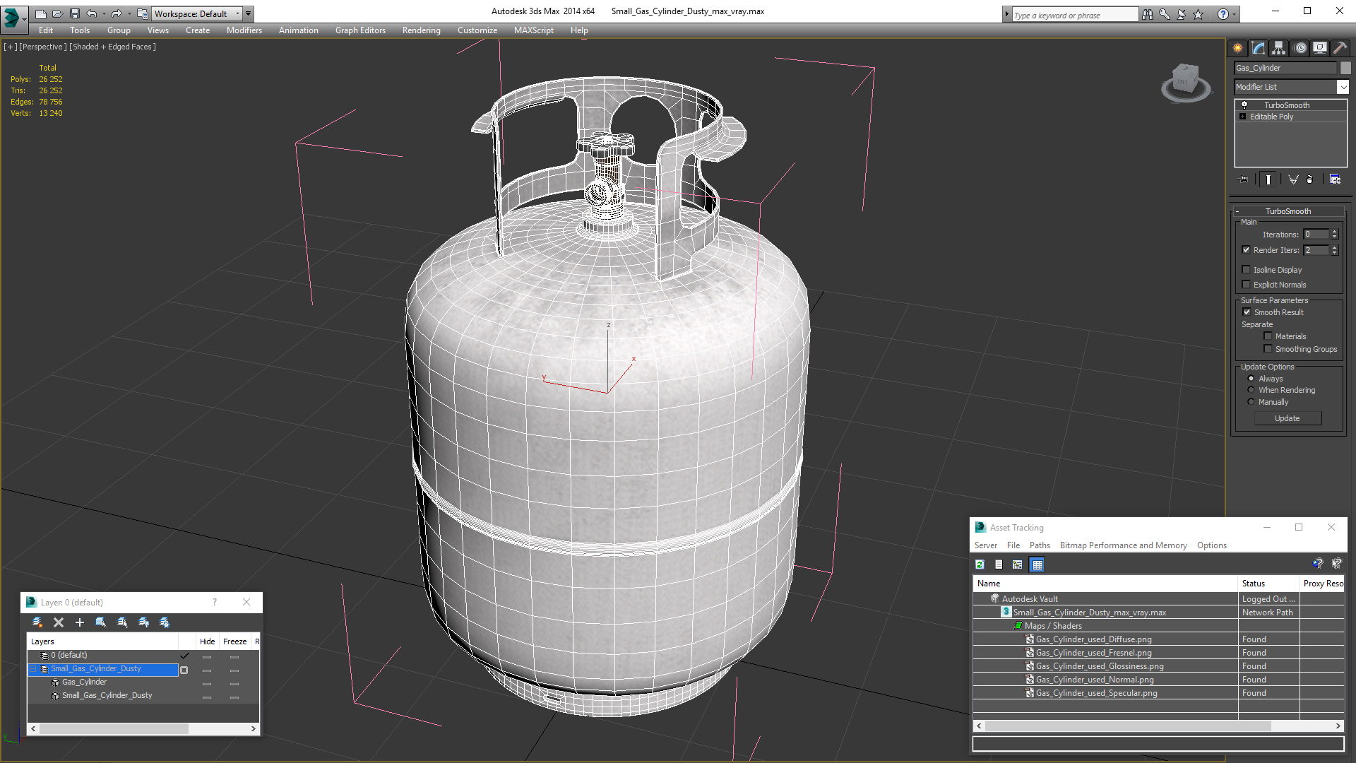 Small Gas Cylinder Dusty 3D model