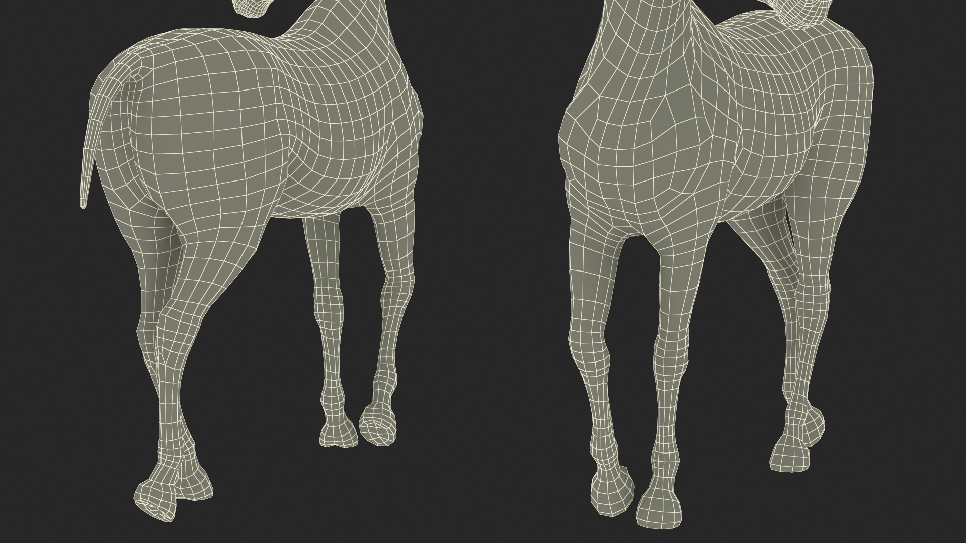 Arabian Horse Black Stand Pose Fur 3D model
