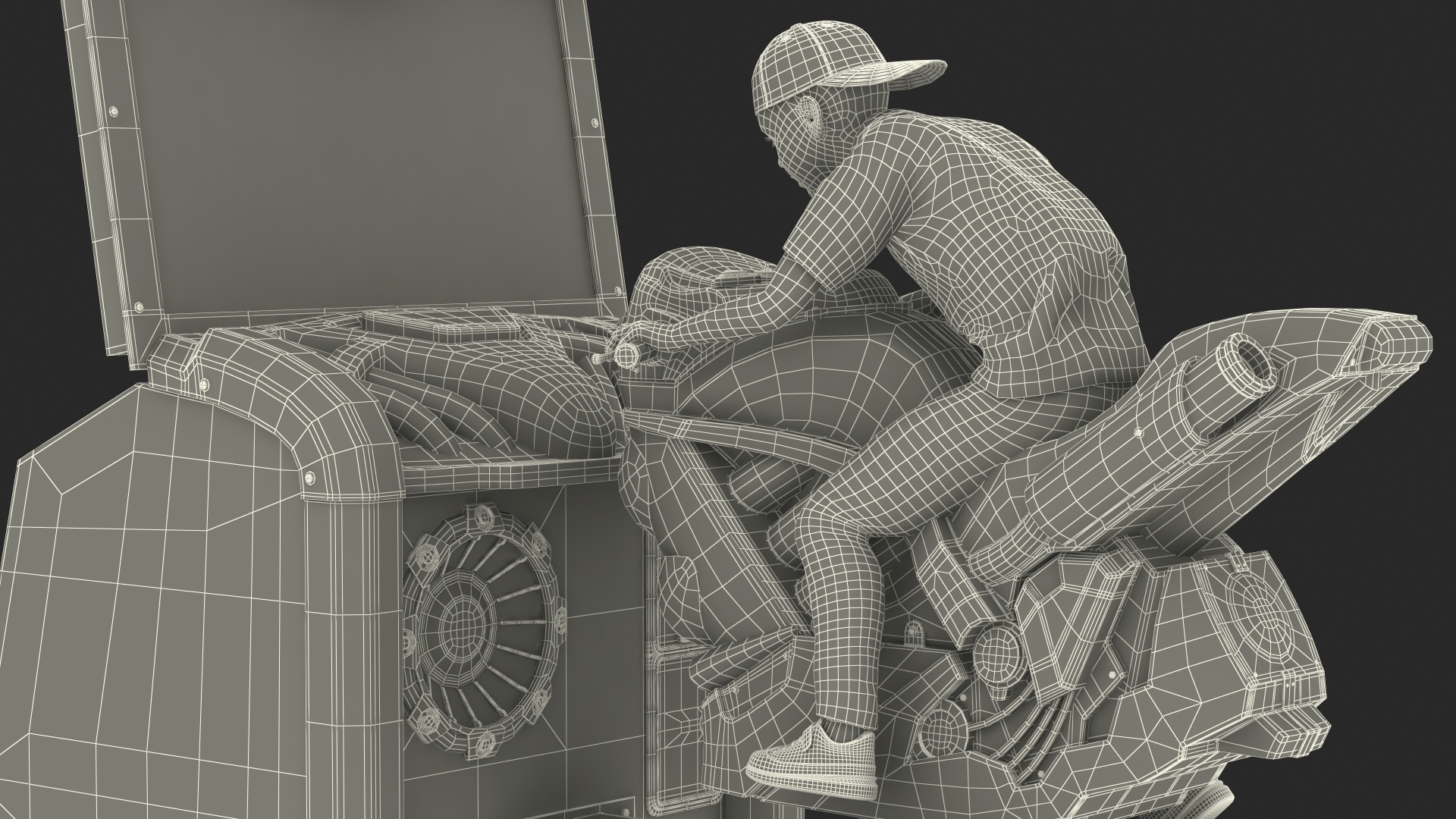 Boy on Motorcycle Racing Arcade Machine 3D model