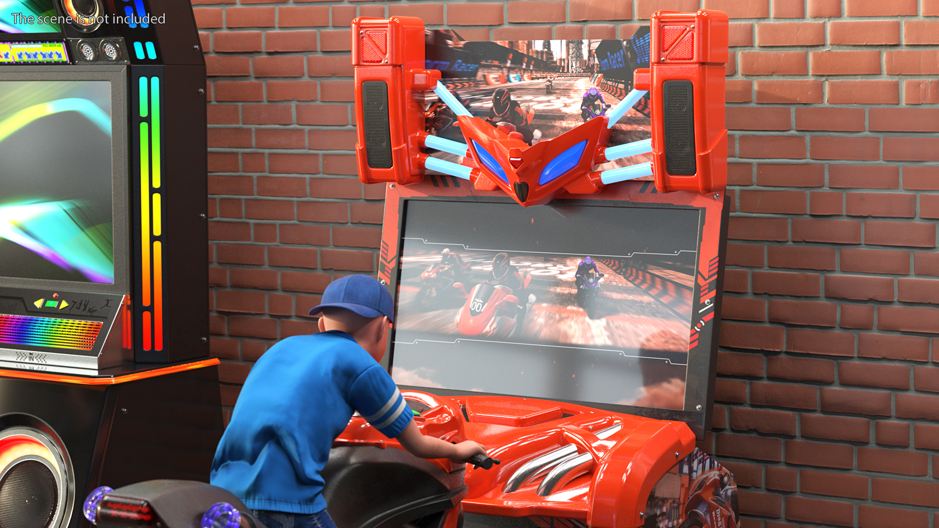 Boy on Motorcycle Racing Arcade Machine 3D model