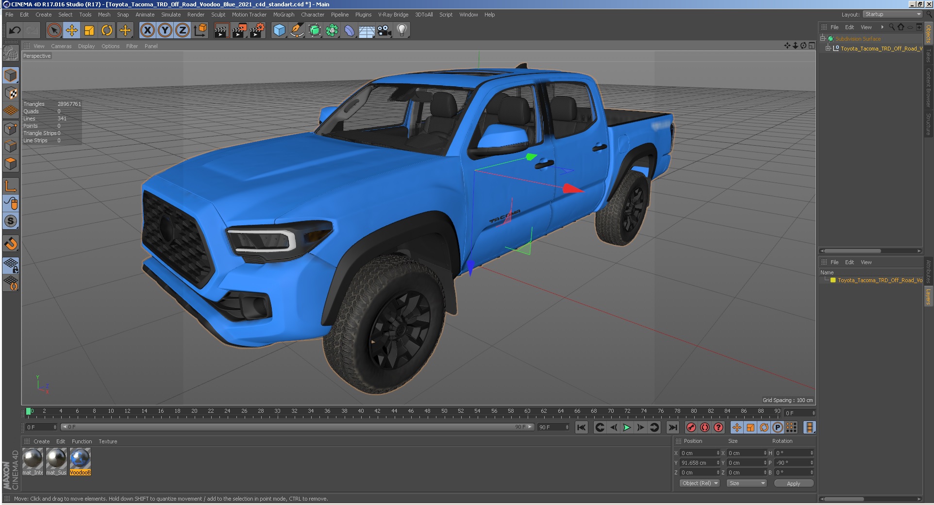 3D Toyota Tacoma TRD Off Road Voodoo Blue 2021 model