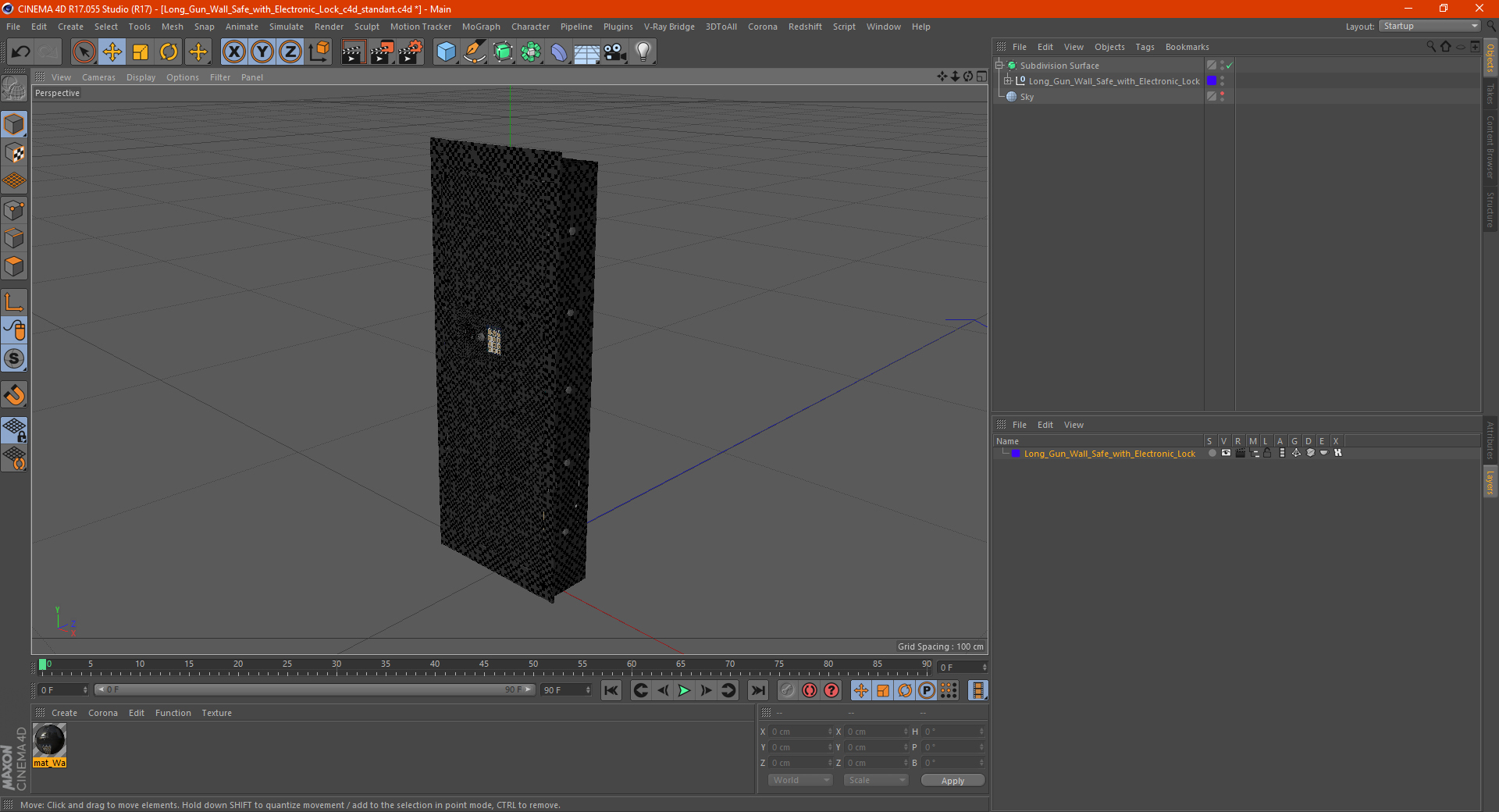 Long Gun Wall Safe with Electronic Lock 3D model