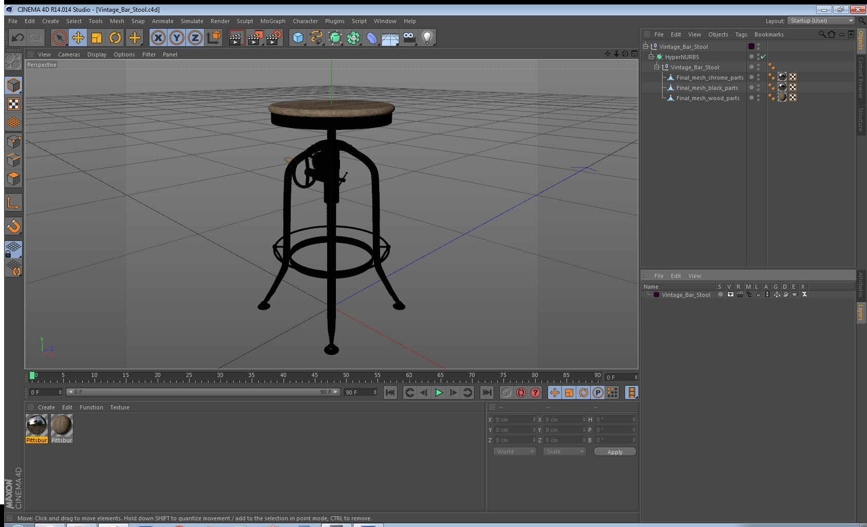 Vintage Bar Stool 3D