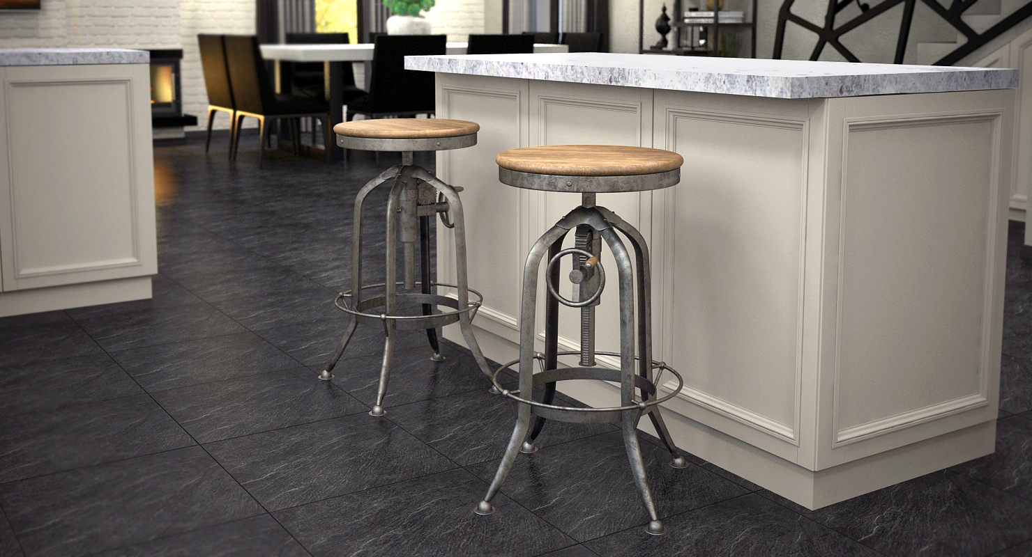 Vintage Bar Stool 3D
