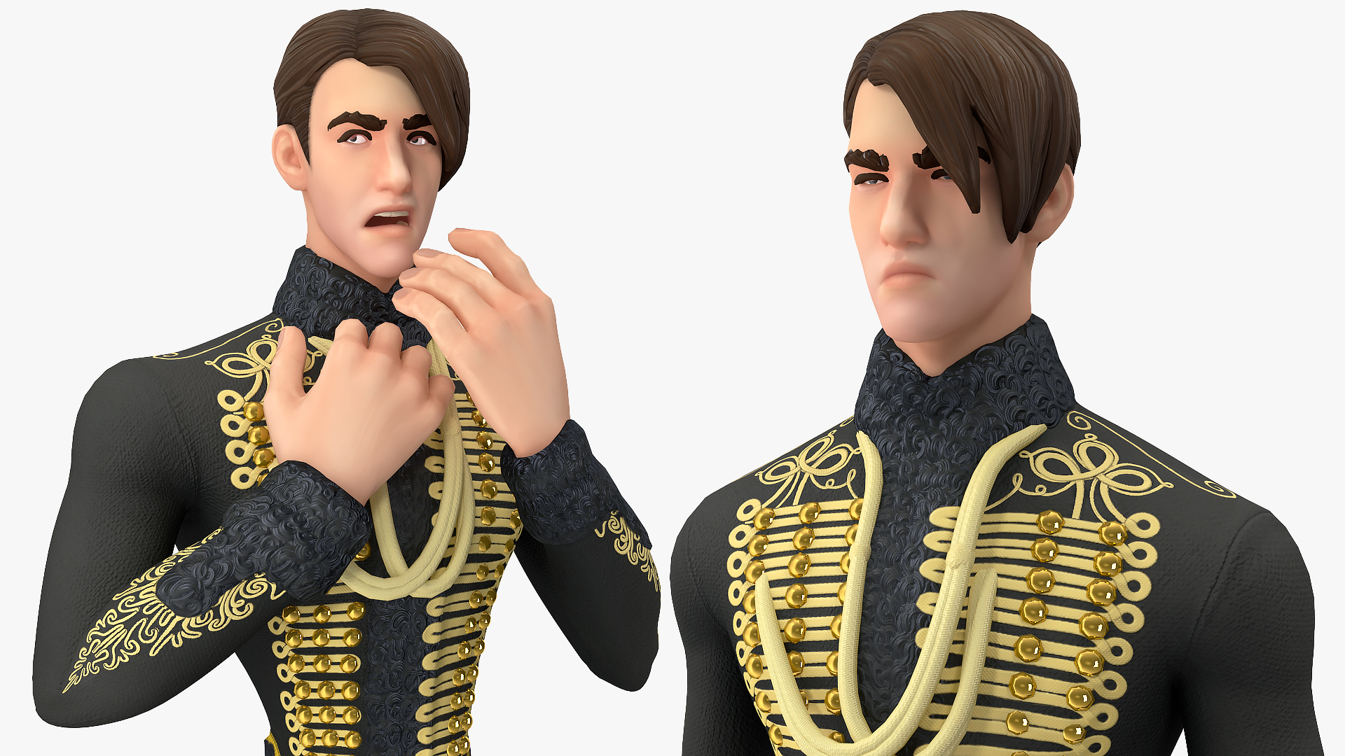 3D Cartoon Man in Cavalry Jacket Rigged