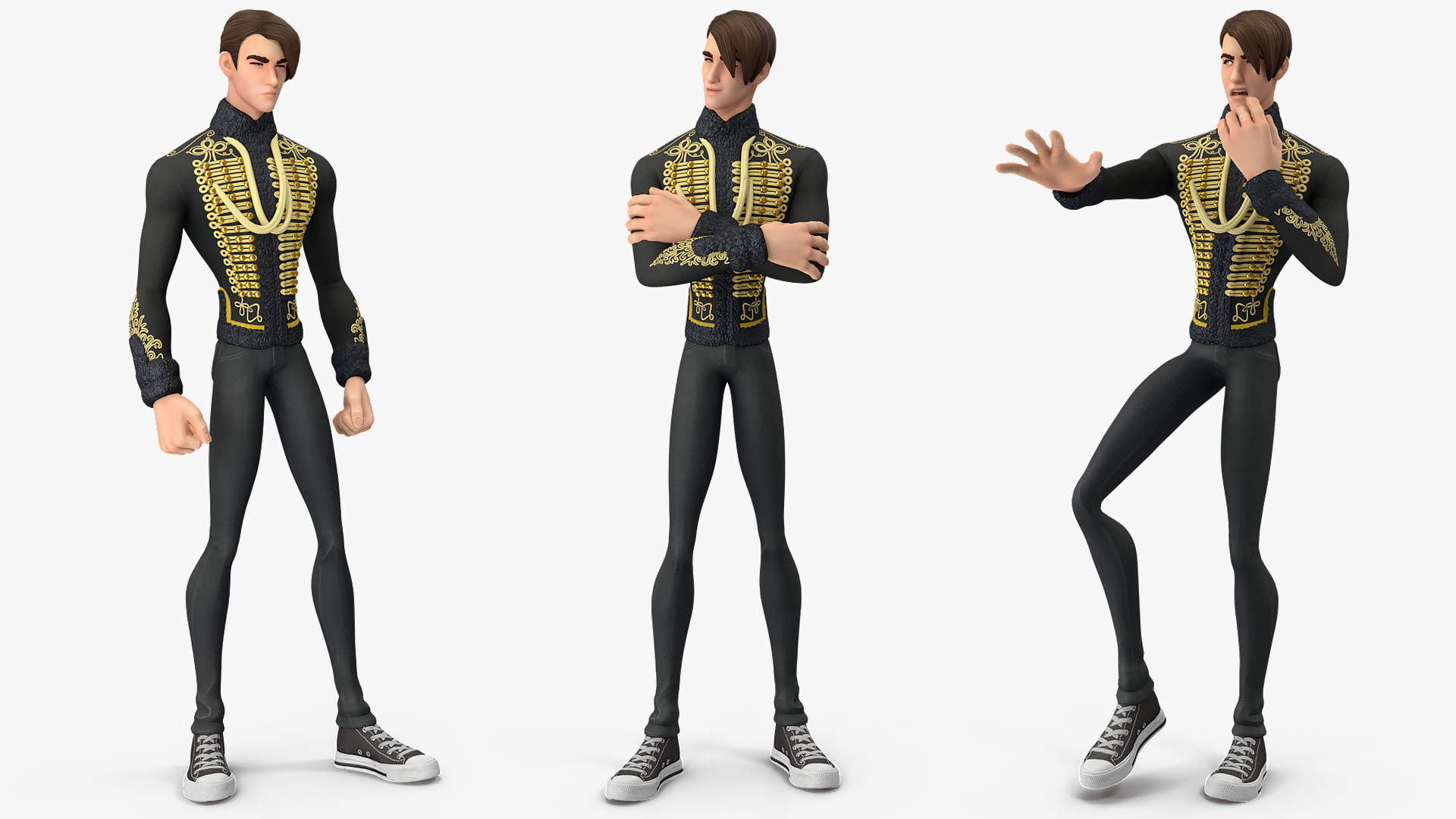 3D Cartoon Man in Cavalry Jacket Rigged