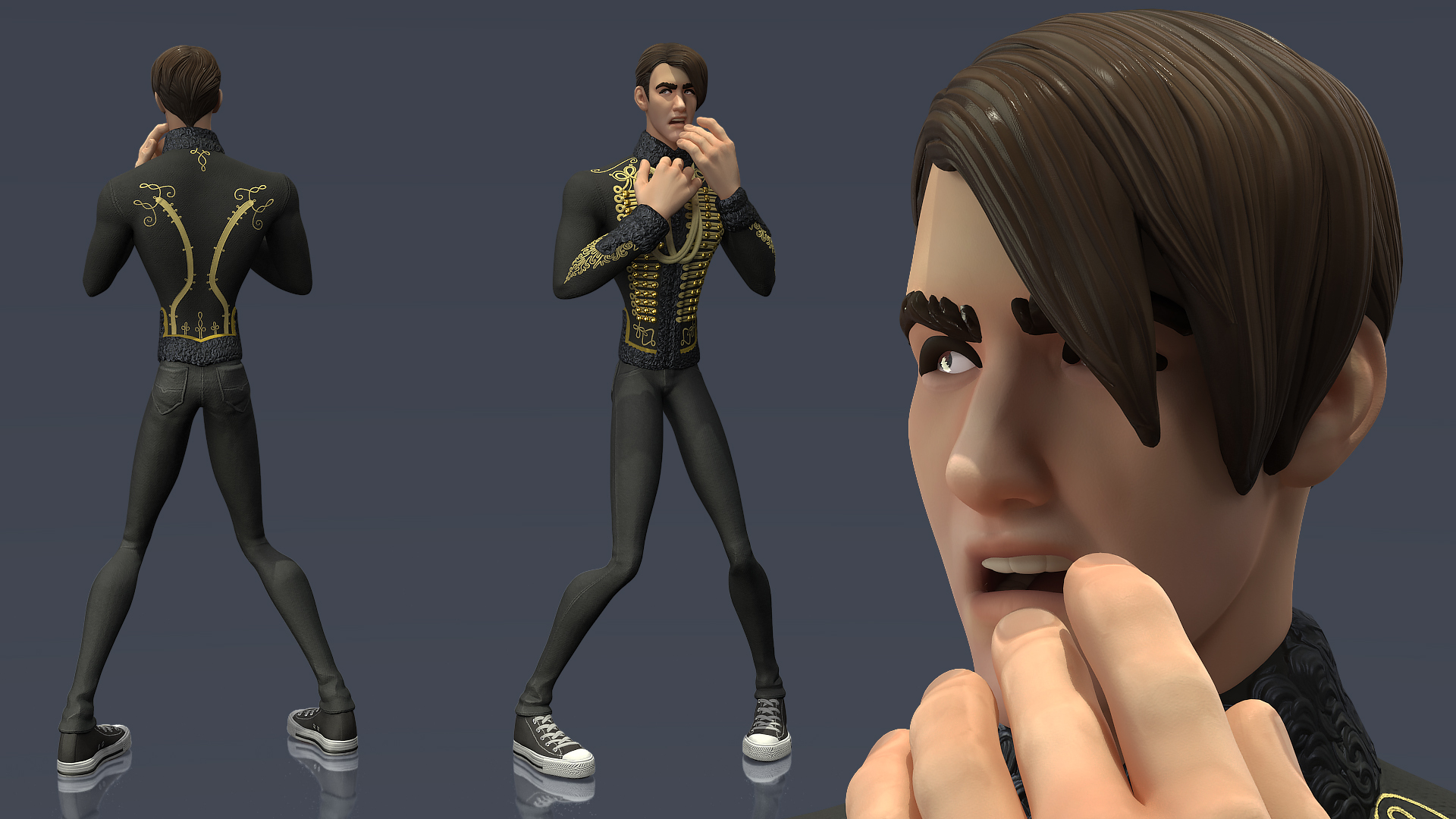 3D Cartoon Man in Cavalry Jacket Rigged