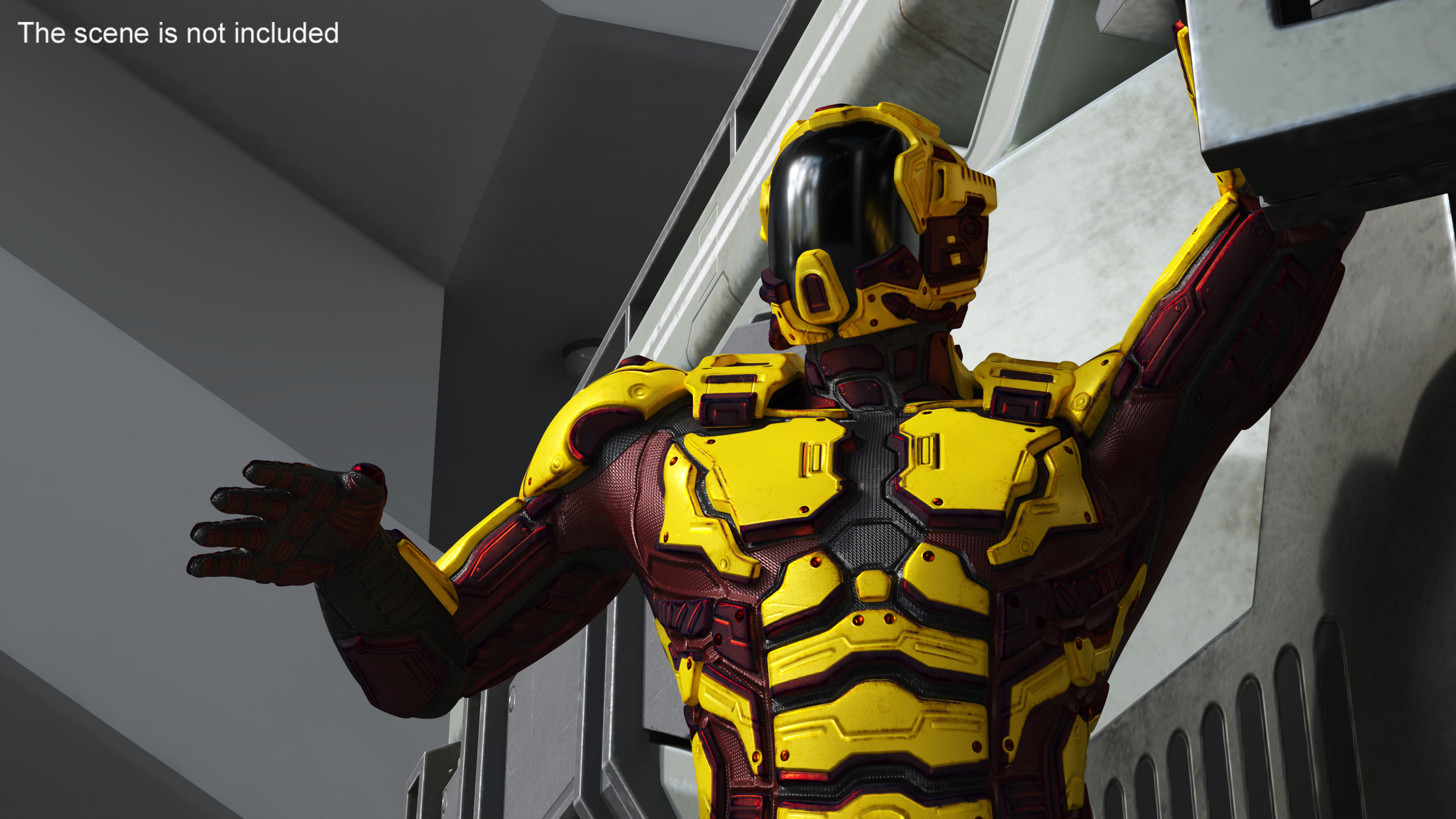 3D Futuristic Armored Cyborg Yellow Rigged for Cinema 4D model