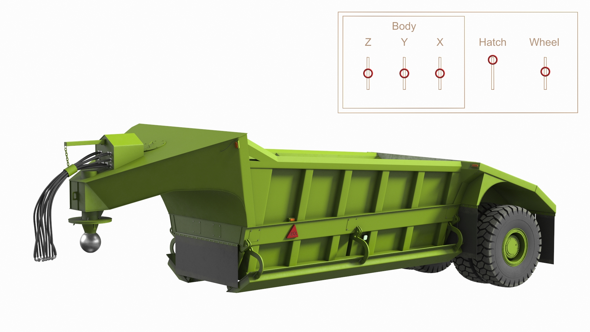 3D model Bottom Dump Trailer New Rigged