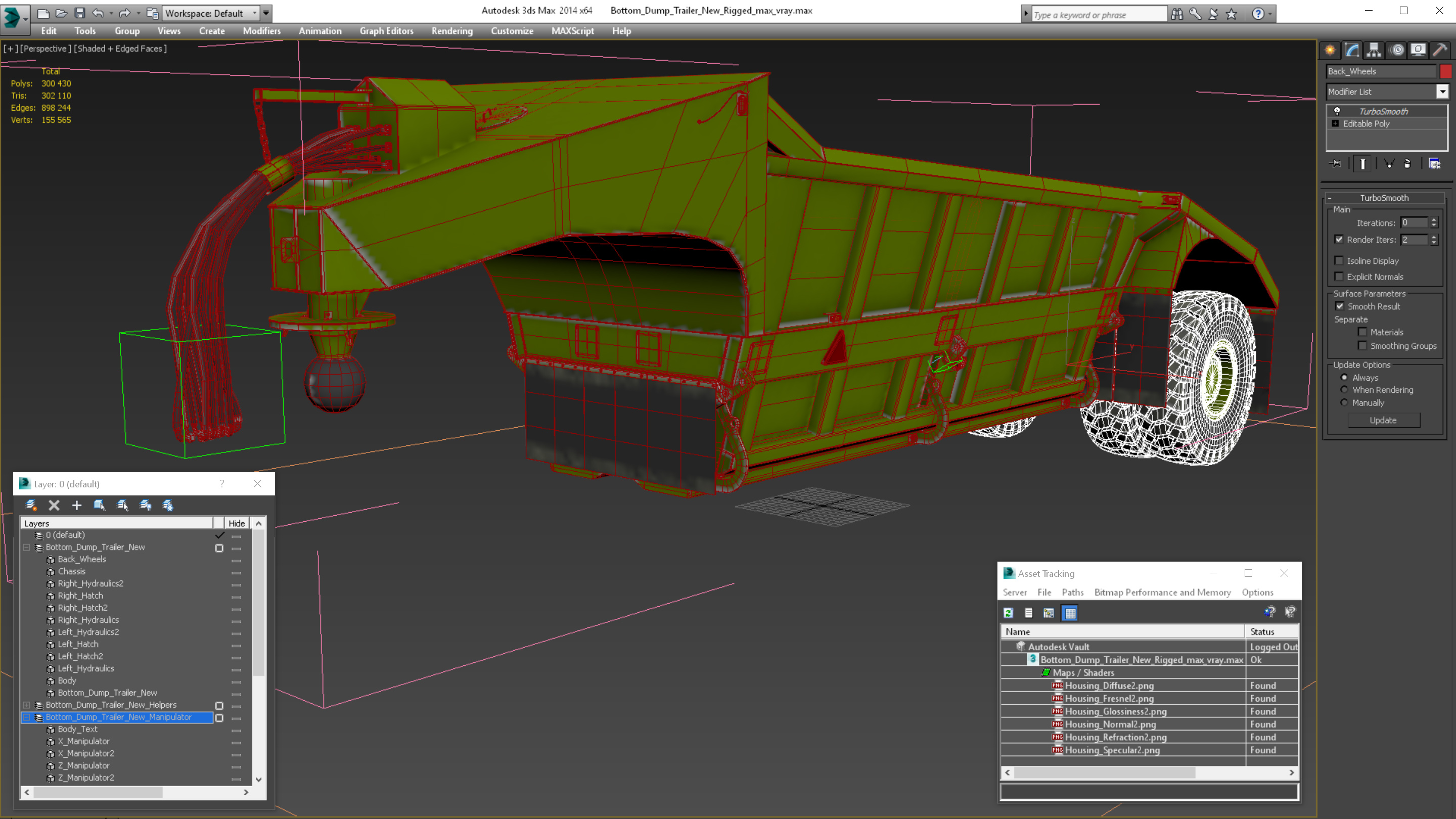 3D model Bottom Dump Trailer New Rigged