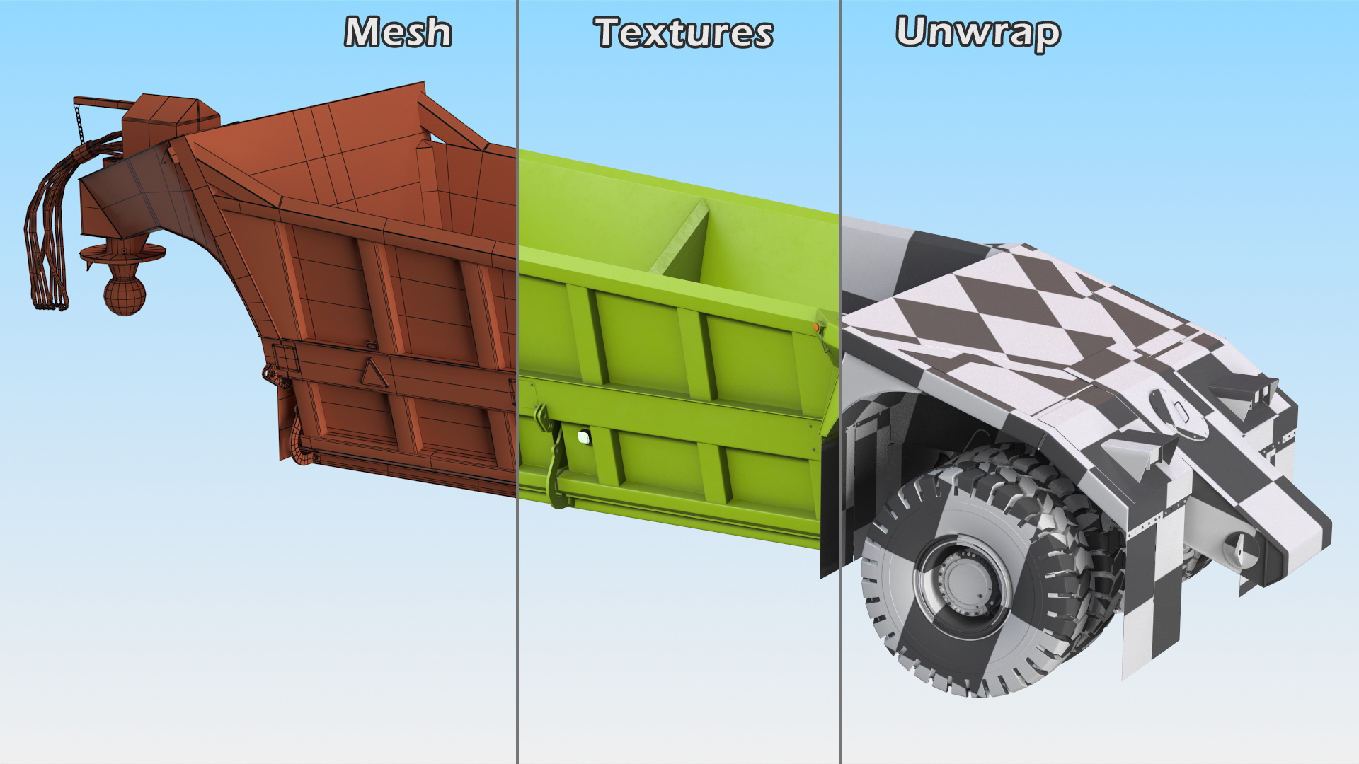 3D model Bottom Dump Trailer New Rigged