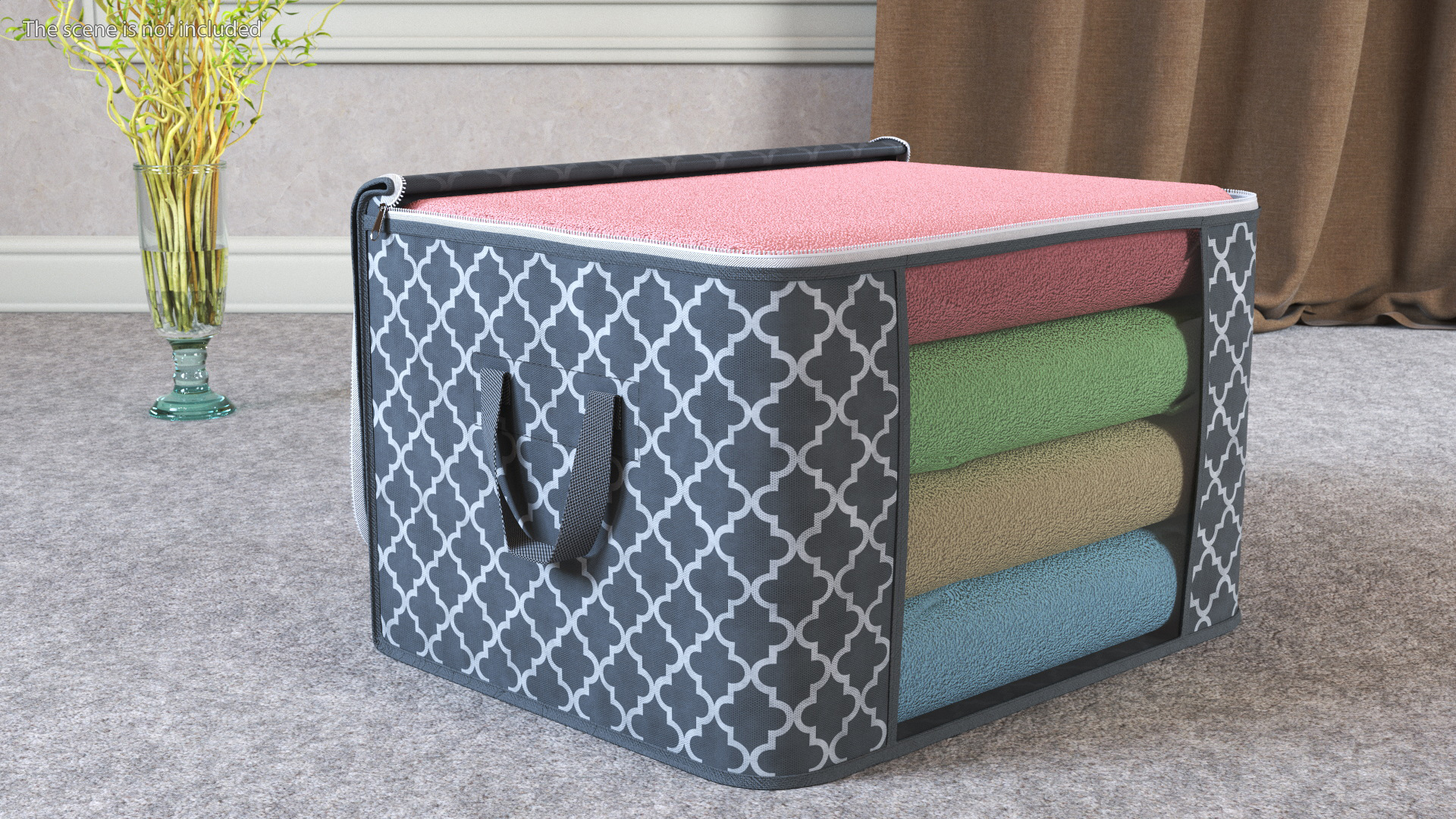 Fabric Storage Container Grey Open 3D model