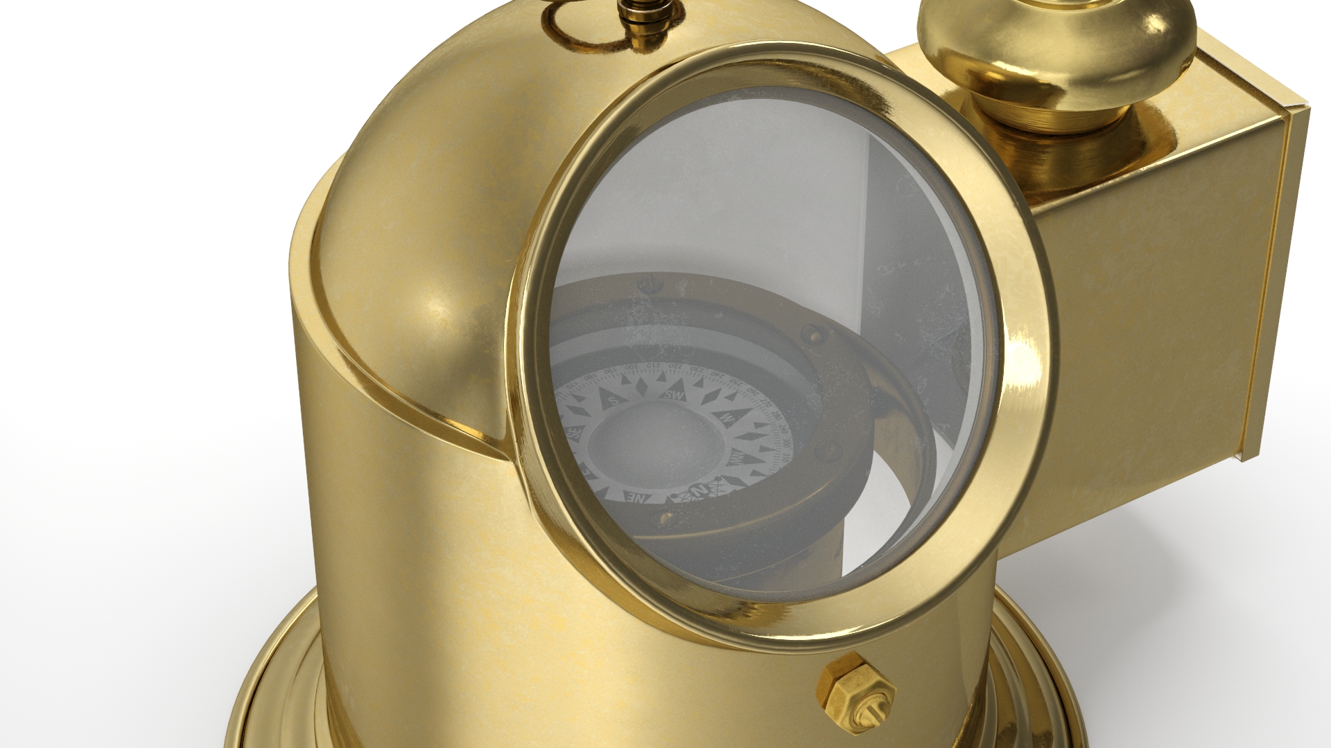 Vintage Marine Compass with Oil Lamp Brass 3D