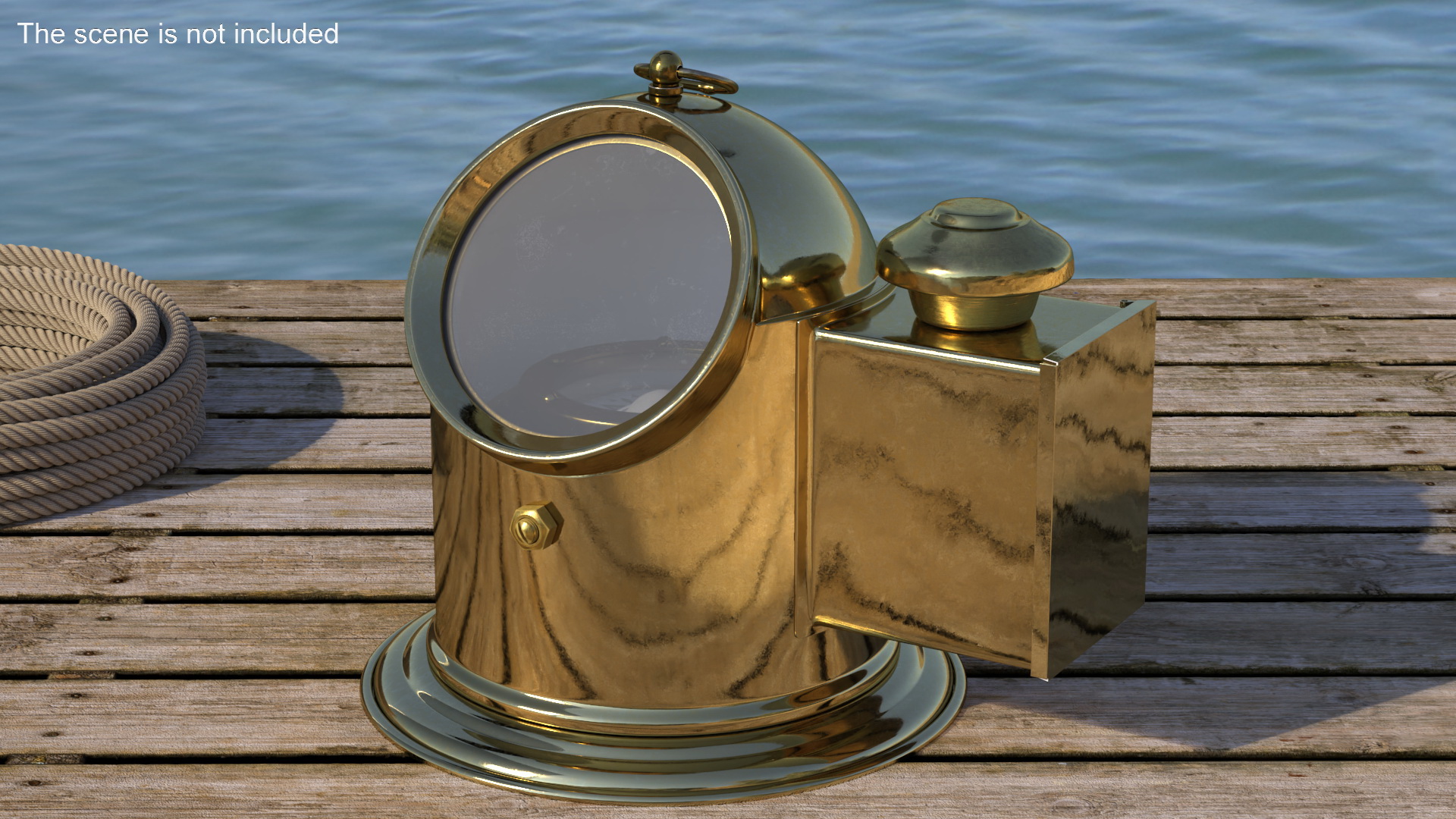 Vintage Marine Compass with Oil Lamp Brass 3D