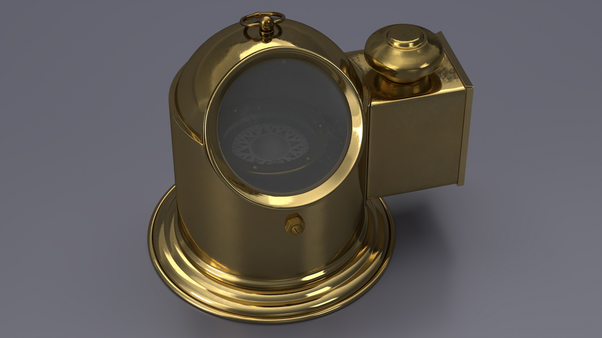 Vintage Marine Compass with Oil Lamp Brass 3D