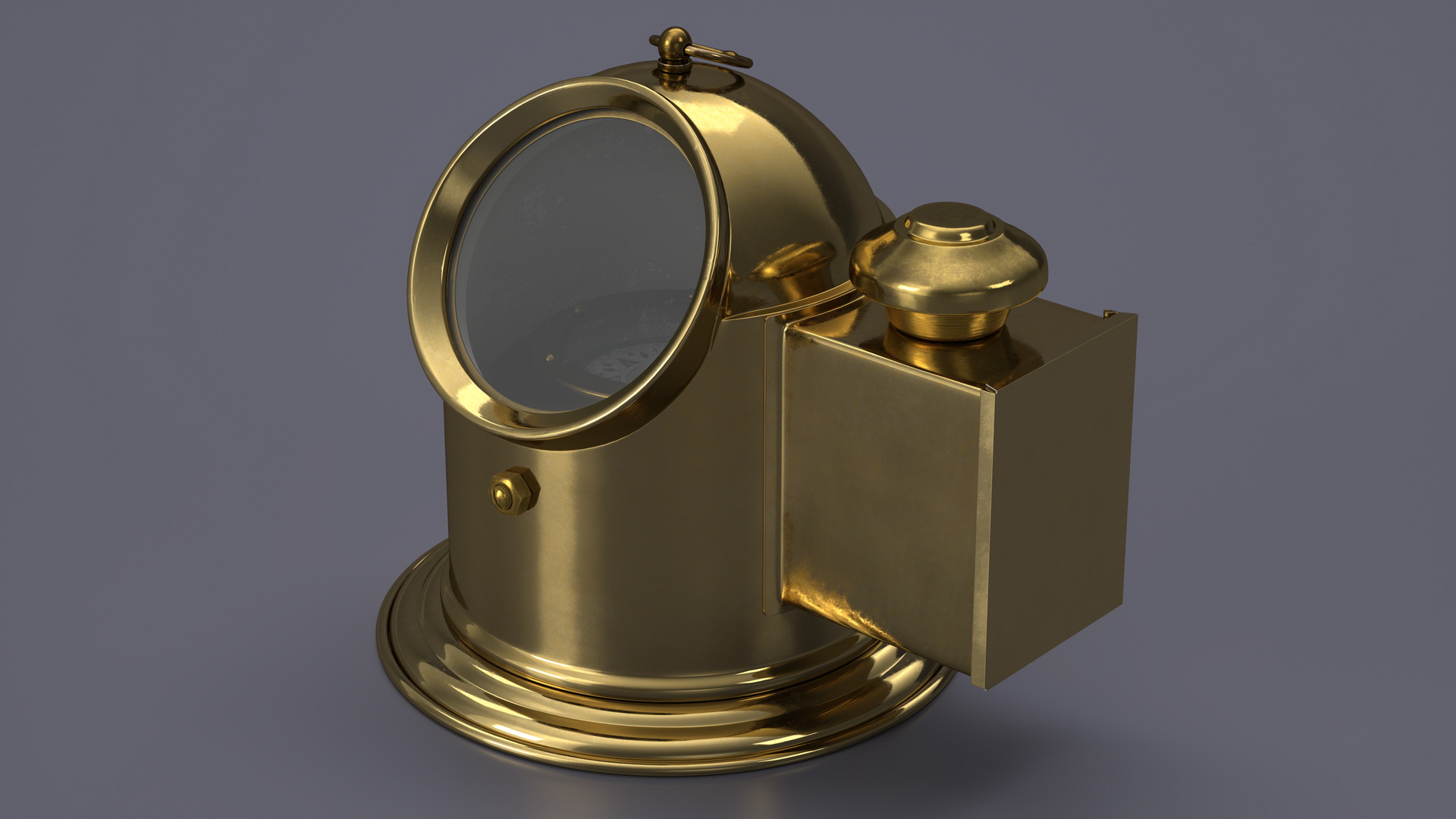 Vintage Marine Compass with Oil Lamp Brass 3D
