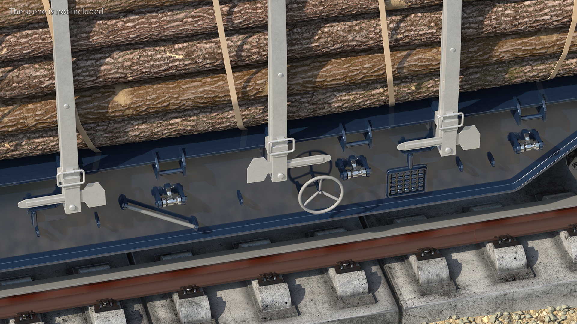 Stake Wagon Loaded with Big Logs 3D