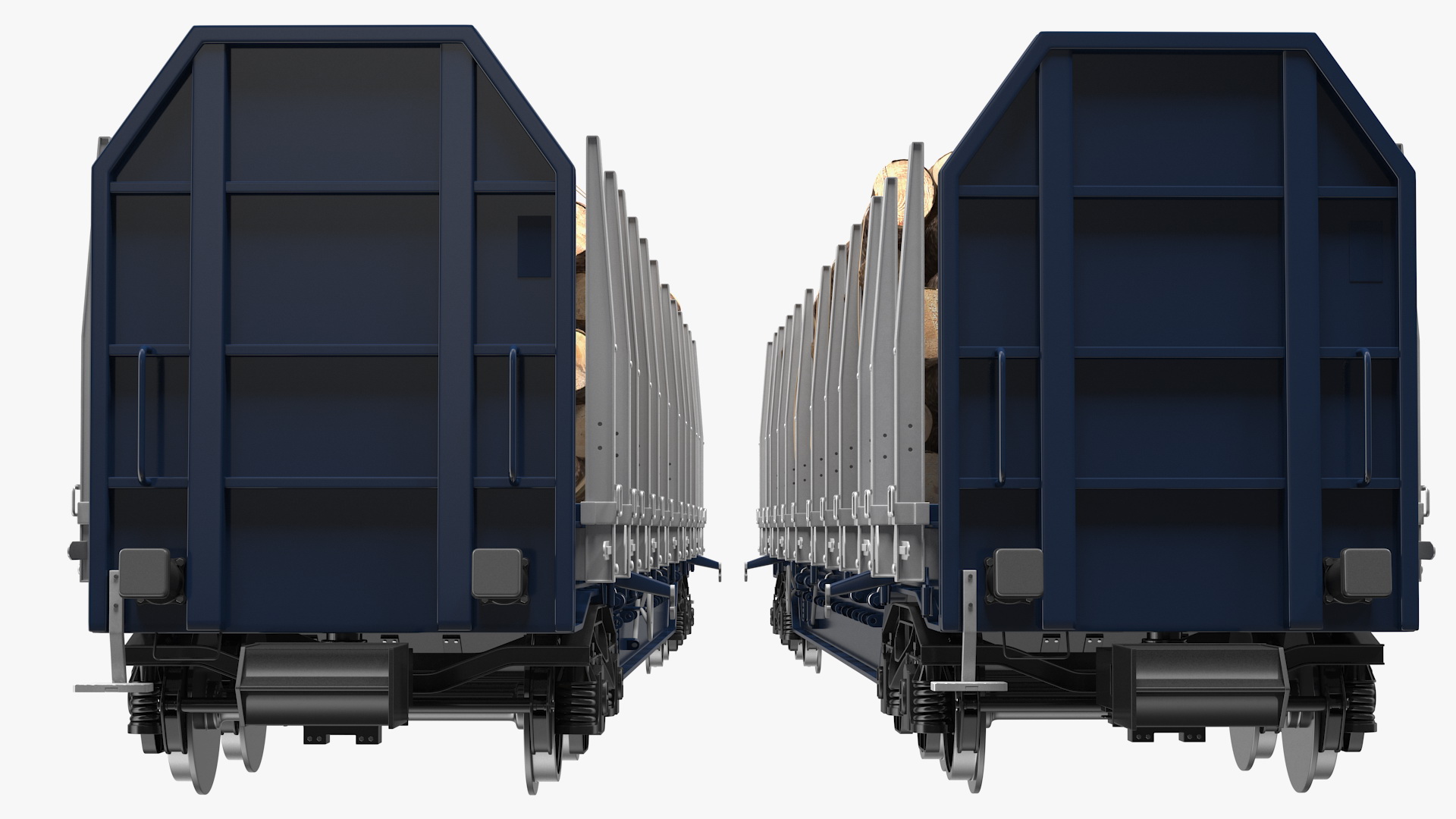 Stake Wagon Loaded with Big Logs 3D