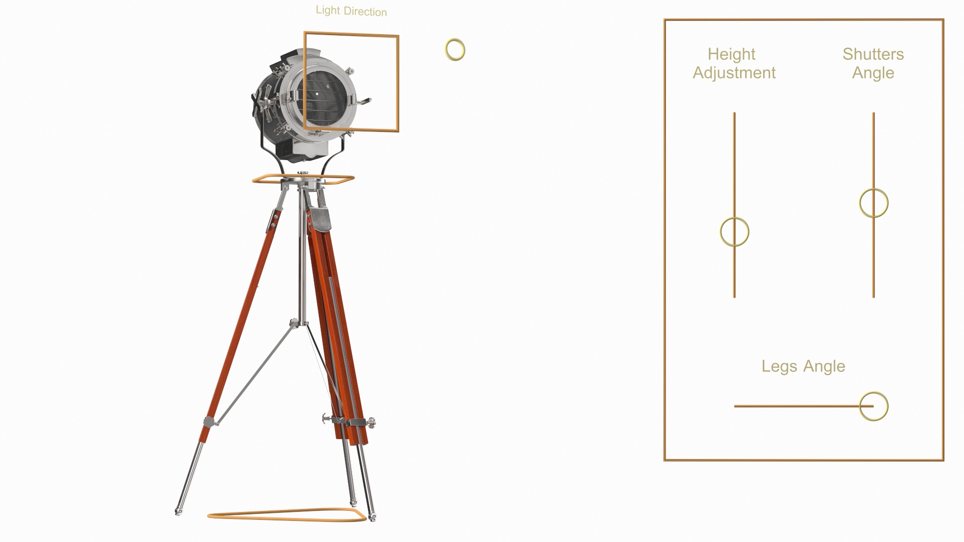 Retro Searchlight Lamp Wooden Tripod Rigged for Modo 3D