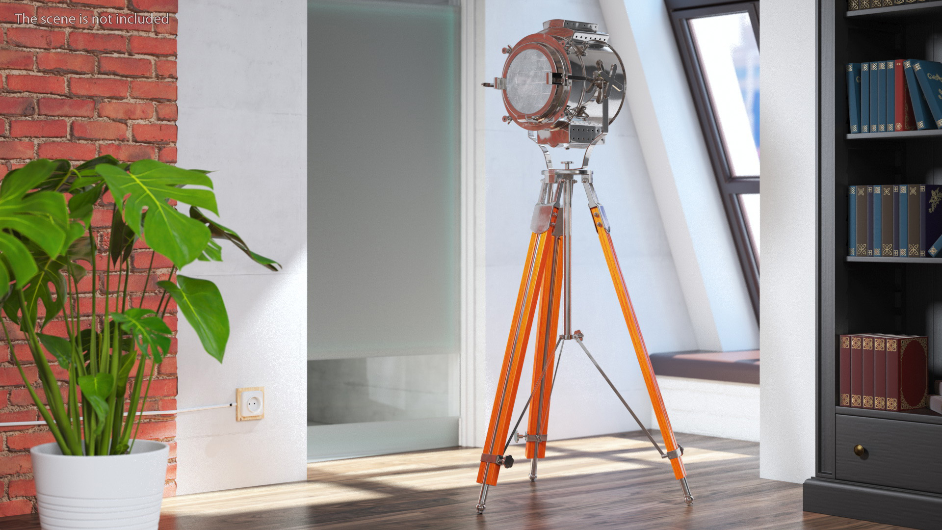 Retro Searchlight Lamp Wooden Tripod Rigged for Modo 3D