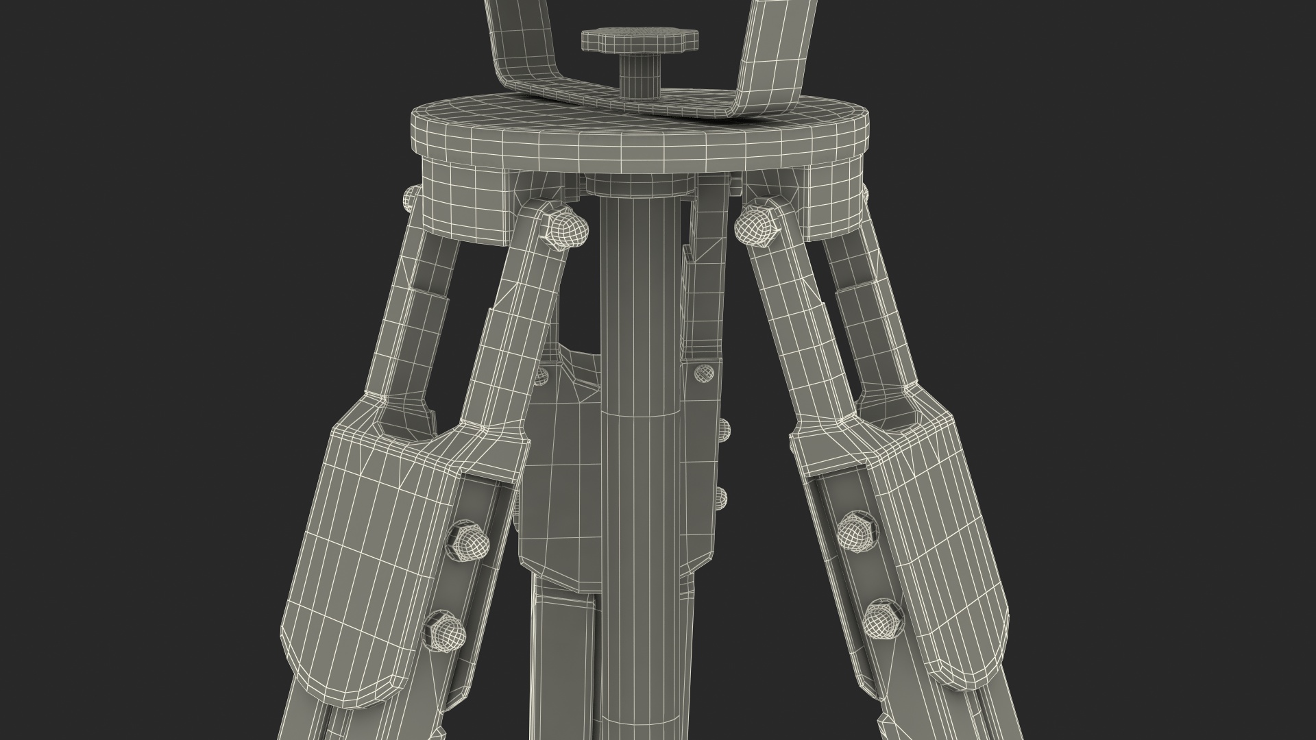 Retro Searchlight Lamp Wooden Tripod Rigged for Modo 3D