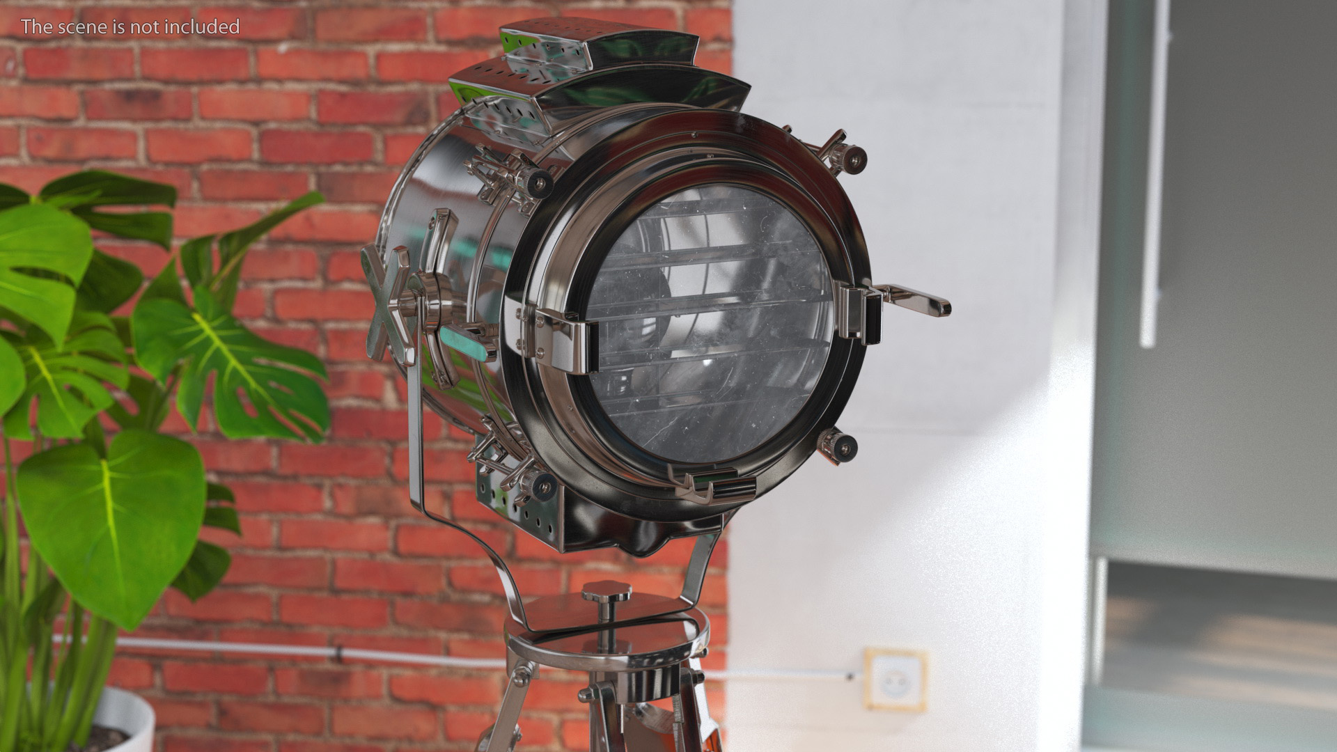 Retro Searchlight Lamp Wooden Tripod Rigged for Modo 3D