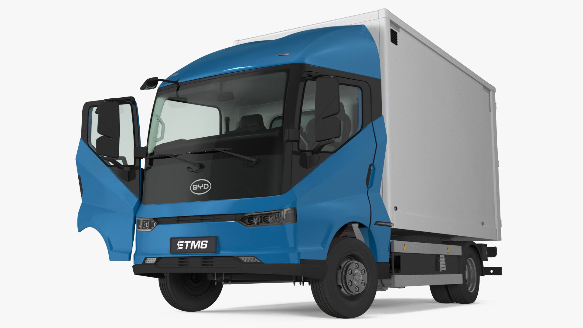 3D model Truck BYD ETM6 Blue Rigged for Maya