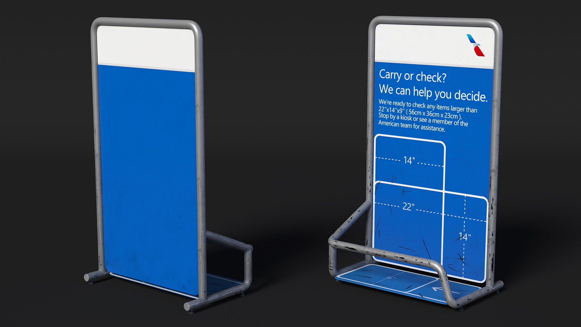 3D model Luggage Check Airport Unit Old