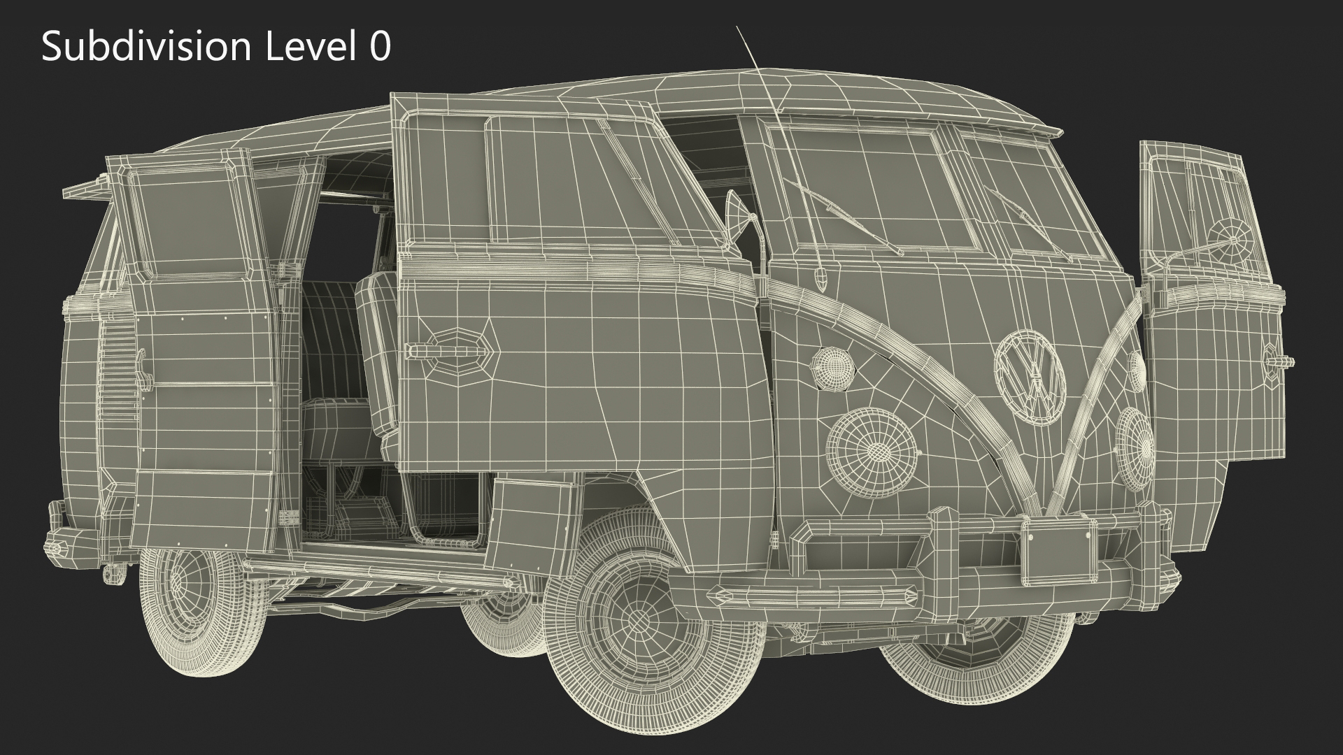 3D Hippie Volkswagen Bus Rigged model