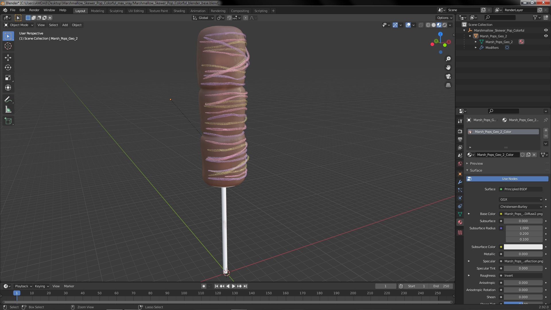 3D Marshmallow Skewer Pop Colorful
