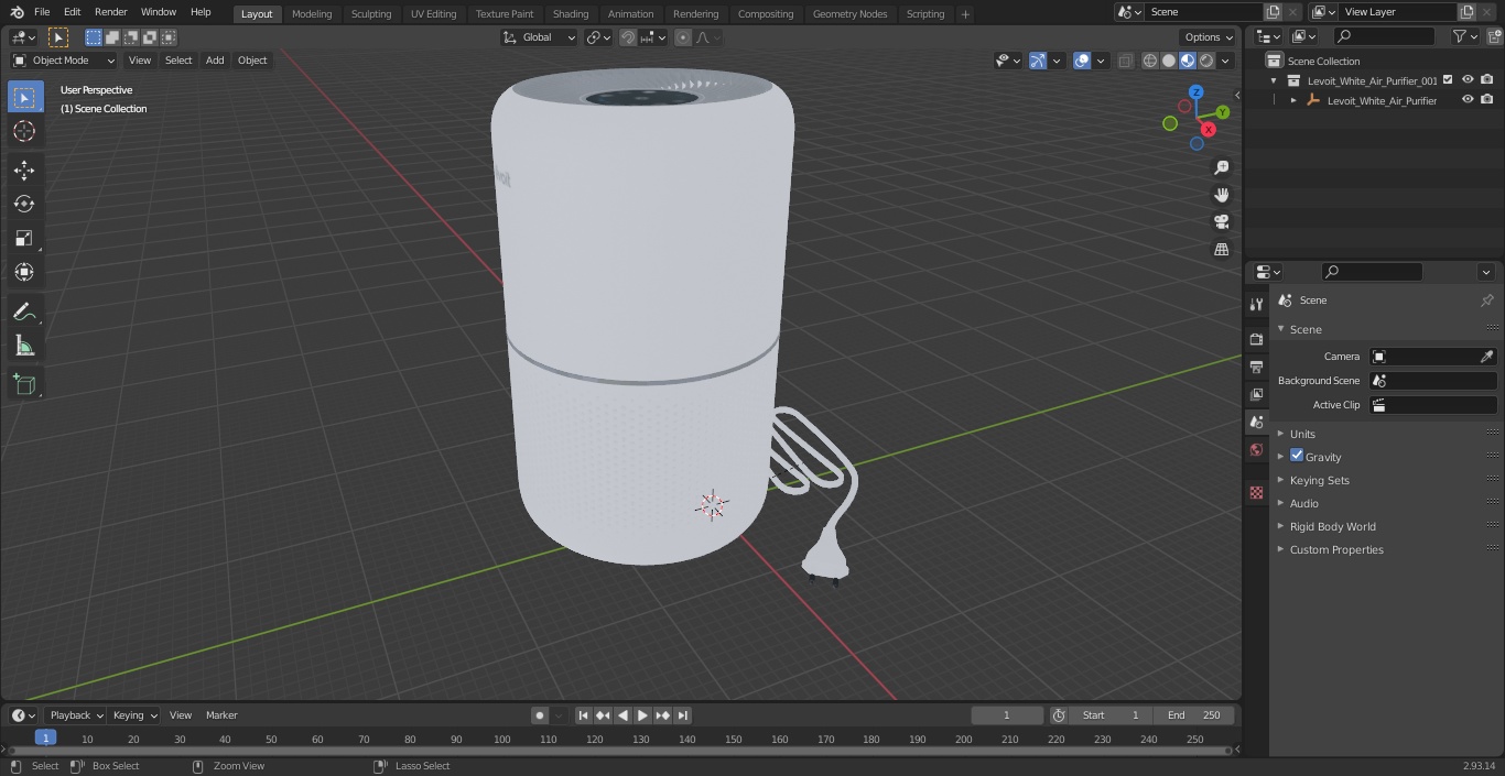 3D model Levoit White Air Purifier