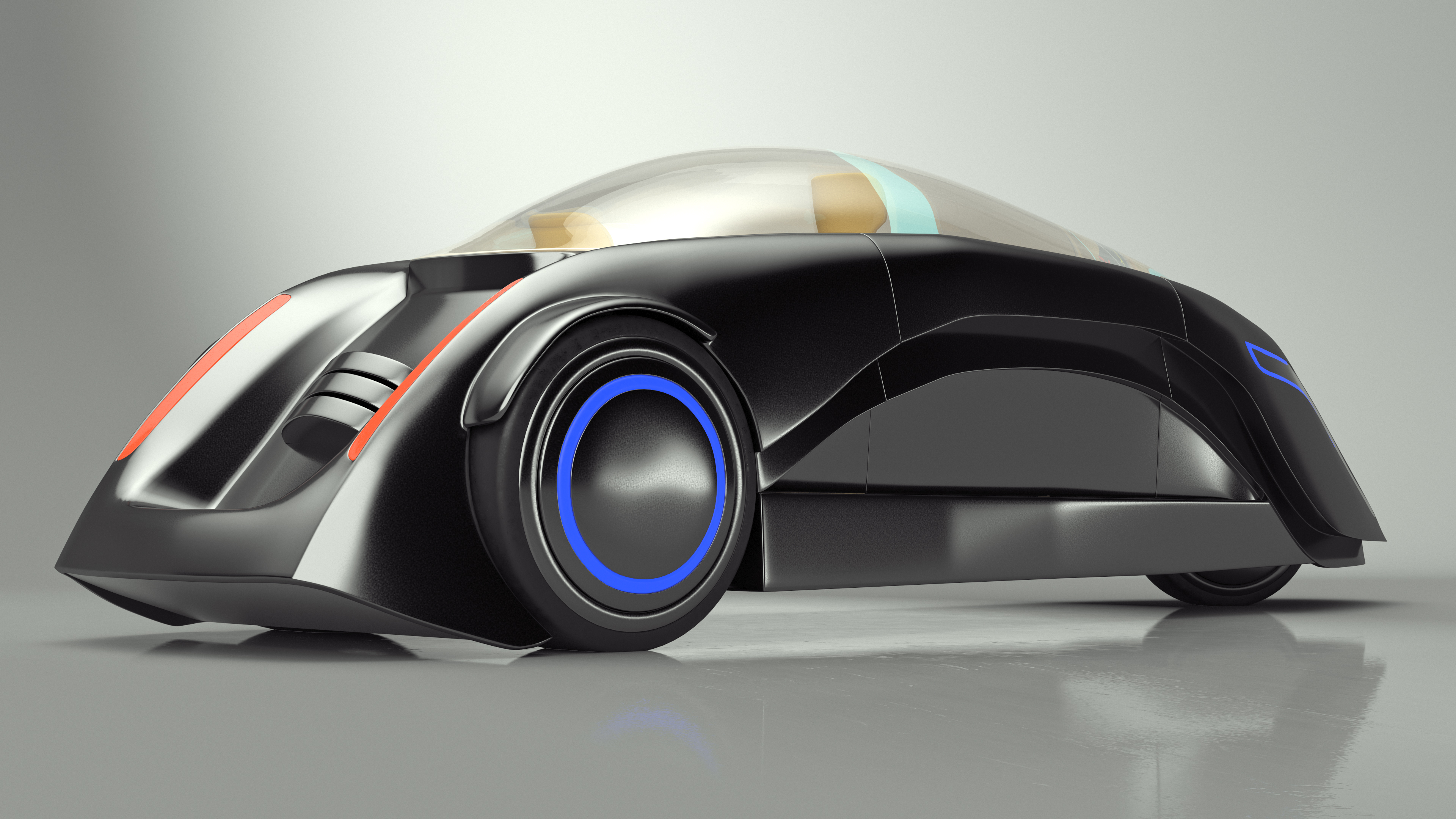 3D model Fantastic Car Trike Dark Grey Rigged for Maya